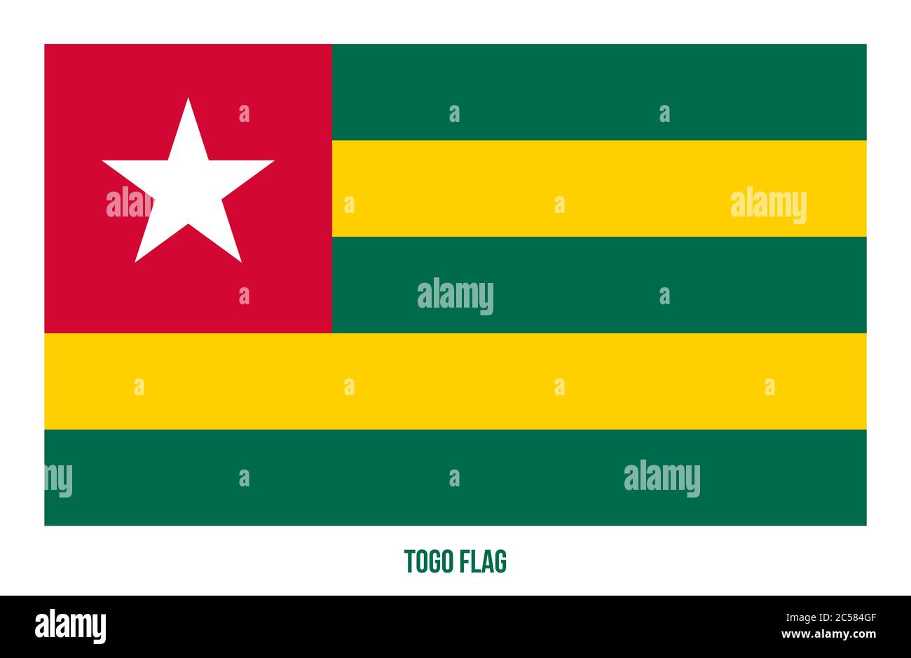 Illustration Vectorielle Drapeau Togo Sur Fond Blanc. Drapeau National Du Togo. Illustration de Vecteur