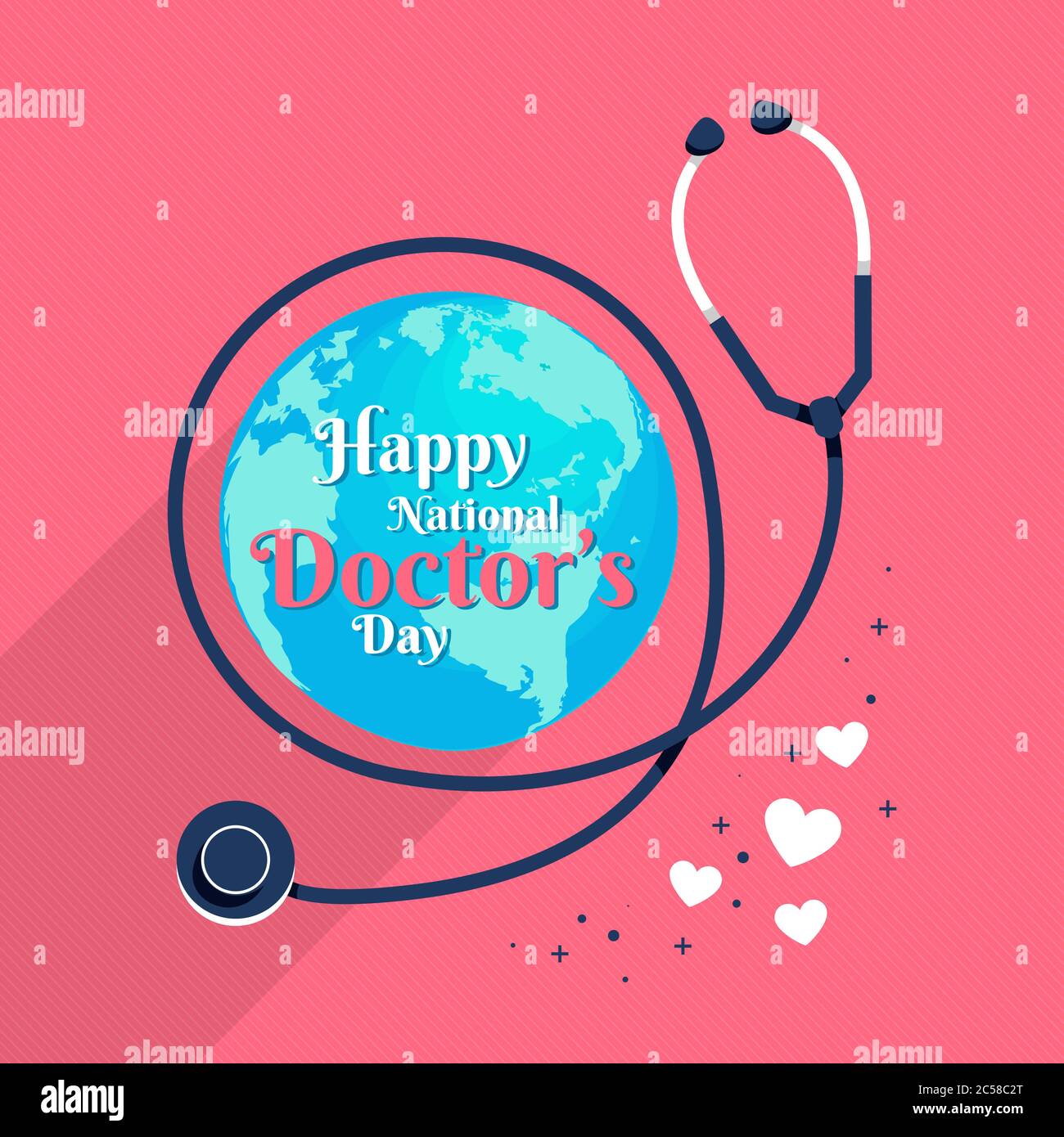 Happy National Doctor's Day, monde, globe et stéthoscope du médecin, vecteur d'illustration Illustration de Vecteur