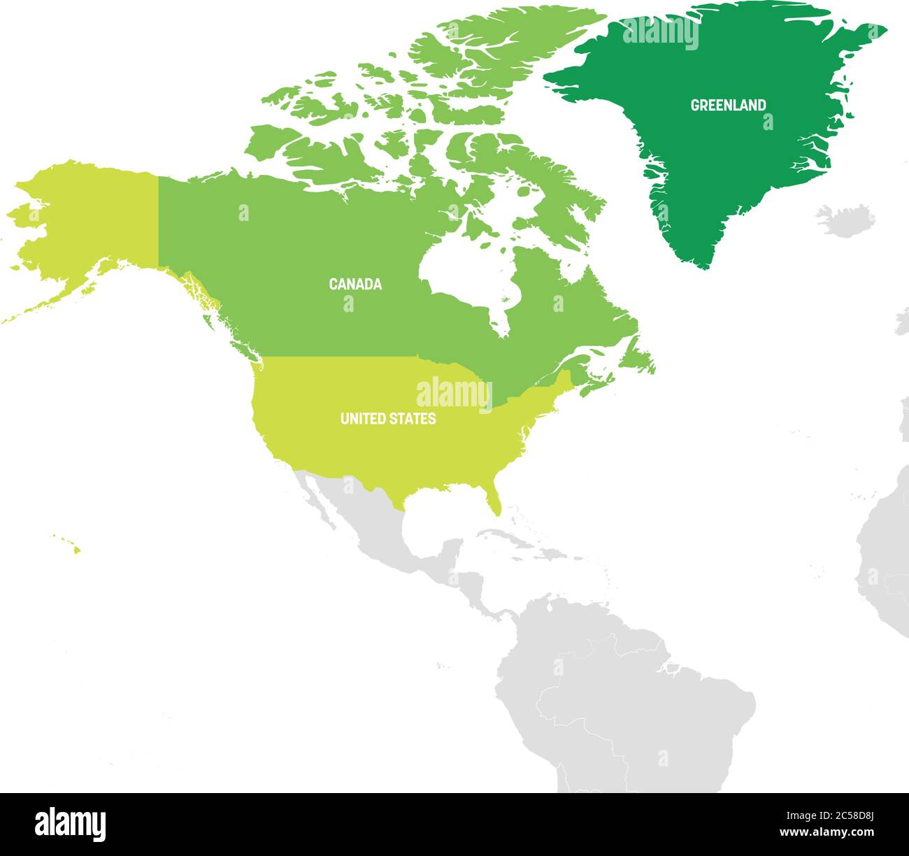 Région Amérique du Nord. Carte des pays d'Amérique du Nord. Illustration vectorielle. Illustration de Vecteur