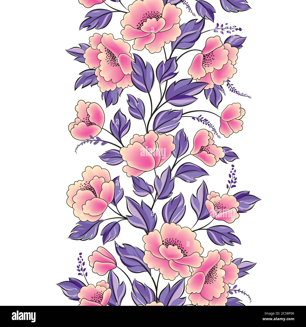 Fond floral. Bouquet de roses sans couture bordure décorative de guirlande. Motif fleuri printemps fleuri fleuri de fleur de cadre Illustration de Vecteur