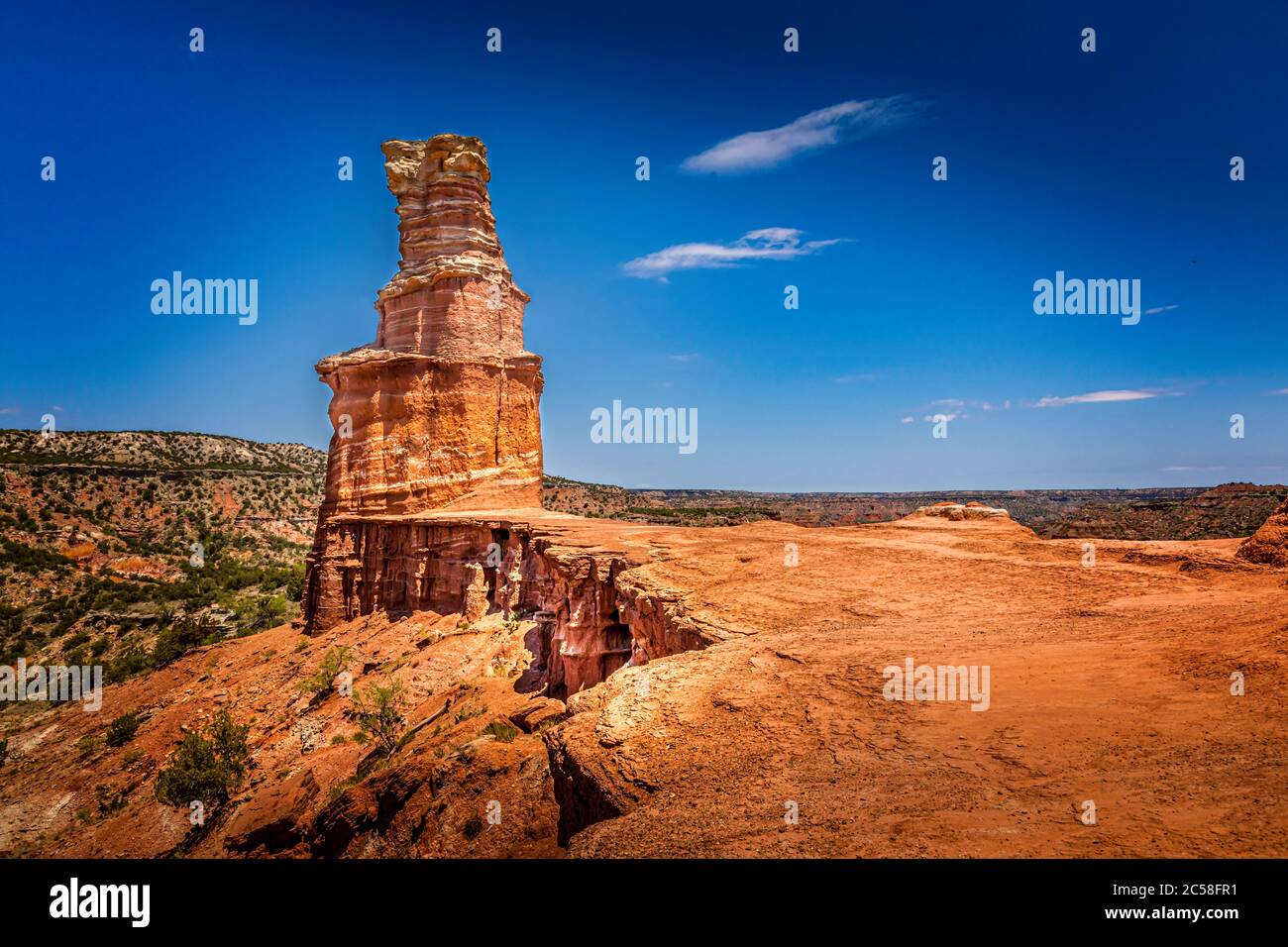 Le célèbre phare de Rock au parc national de Palo Duro Canyon, Texas Banque D'Images