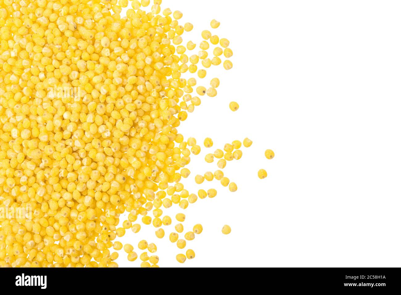 millet isolé sur fond blanc. Vue de dessus avec espace de copie pour votre texte Banque D'Images