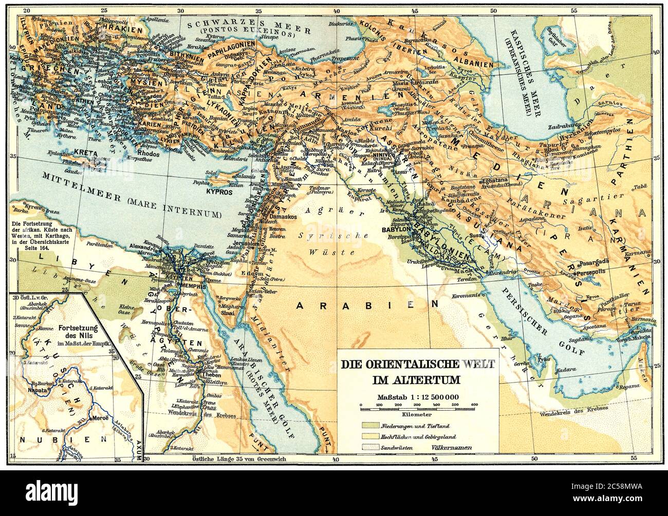 Vue d'ensemble de la carte de l'ancien proche-Orient Photo Stock