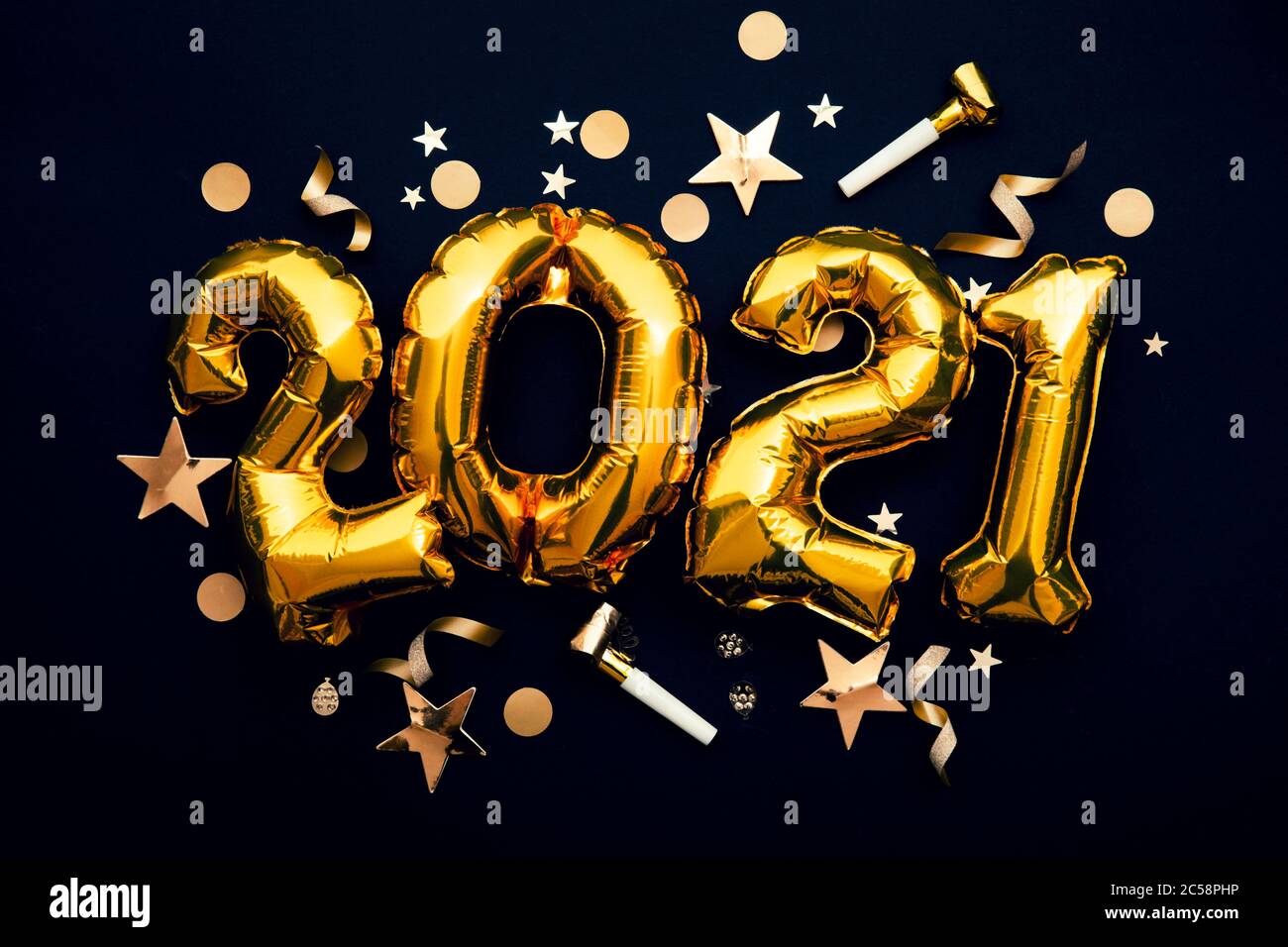 Joyeux nouvel an 2021 or ballon fond de célébration Banque D'Images
