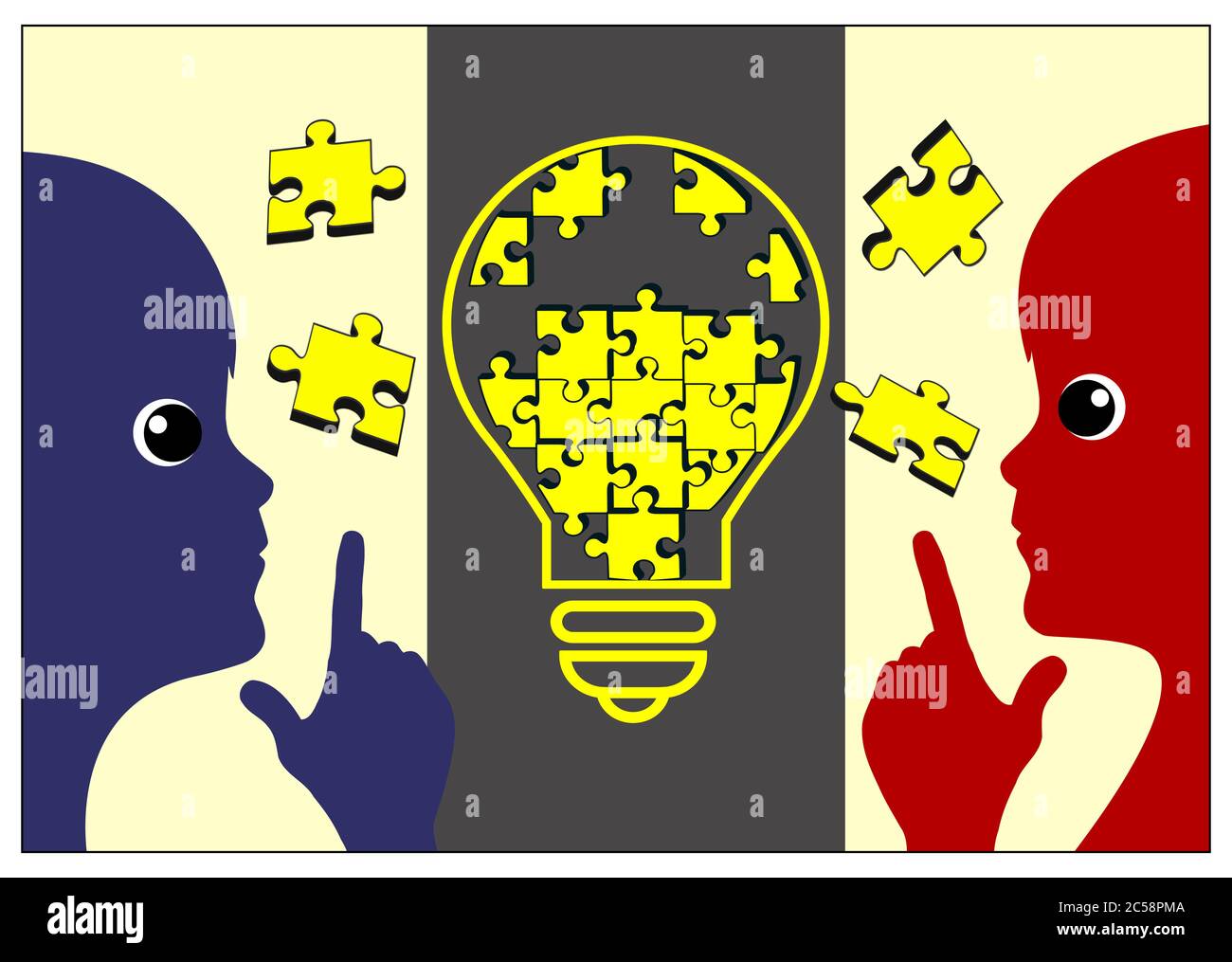 Apprendre à résoudre des problèmes dans le cadre d'une équipe d'éducation de la petite enfance. Banque D'Images