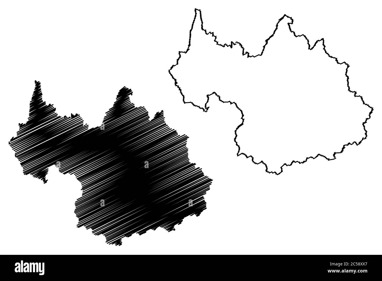 Département de Savoie (France, République française, région Auvergne-Rhône-Alpes, ARA) carte illustration vectorielle, croquis à tracer carte Savoie Illustration de Vecteur