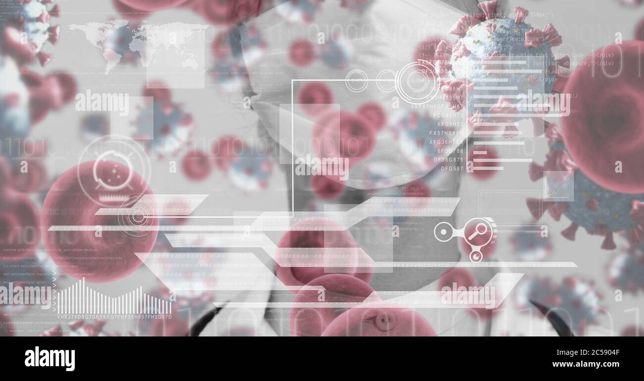 Cellules Covid-19 contre le traitement des données en arrière-plan Banque D'Images