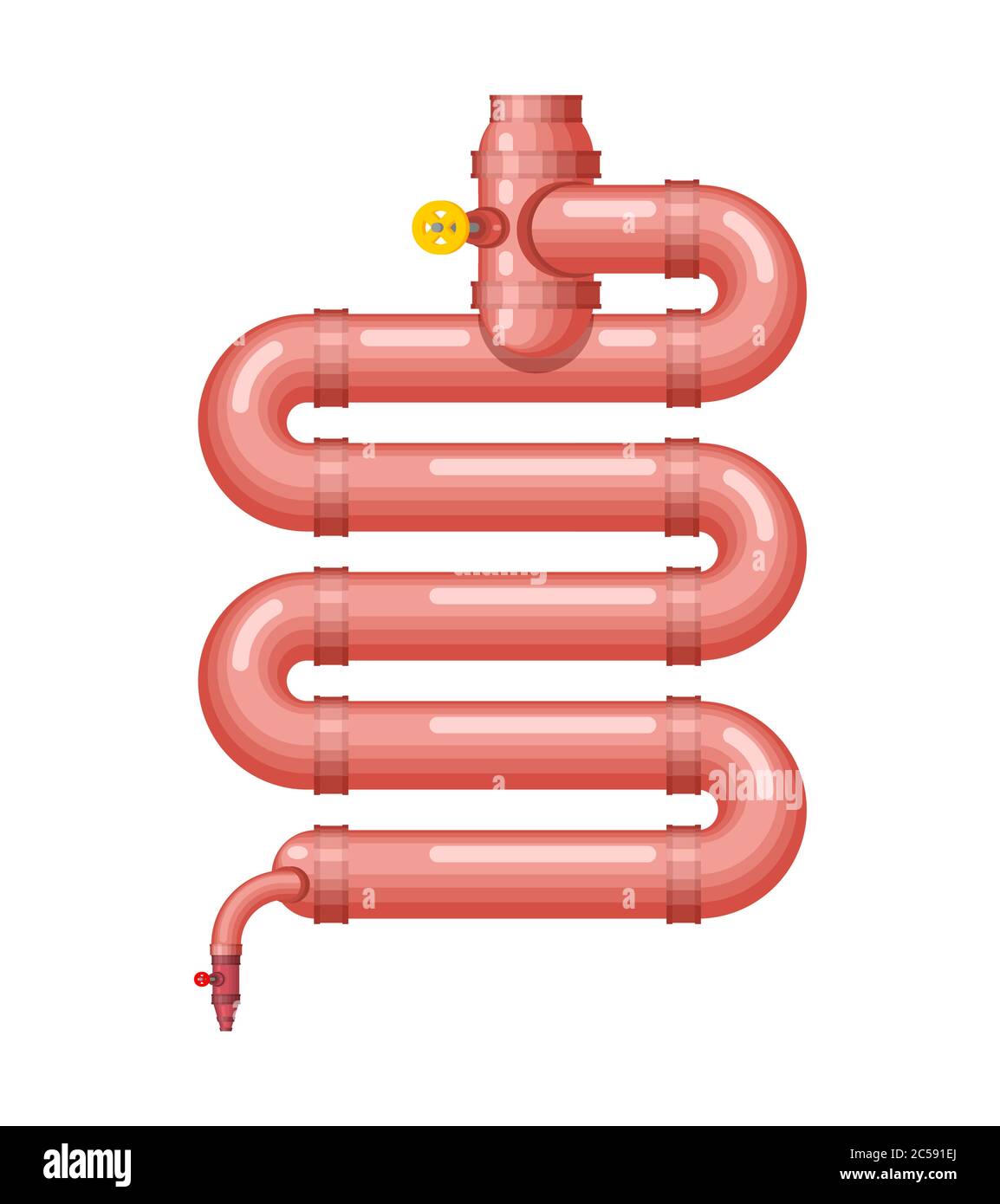 Intestins métalliques. Organe interne robotique. Organes de Cyborg. Intestin du robot Illustration de Vecteur