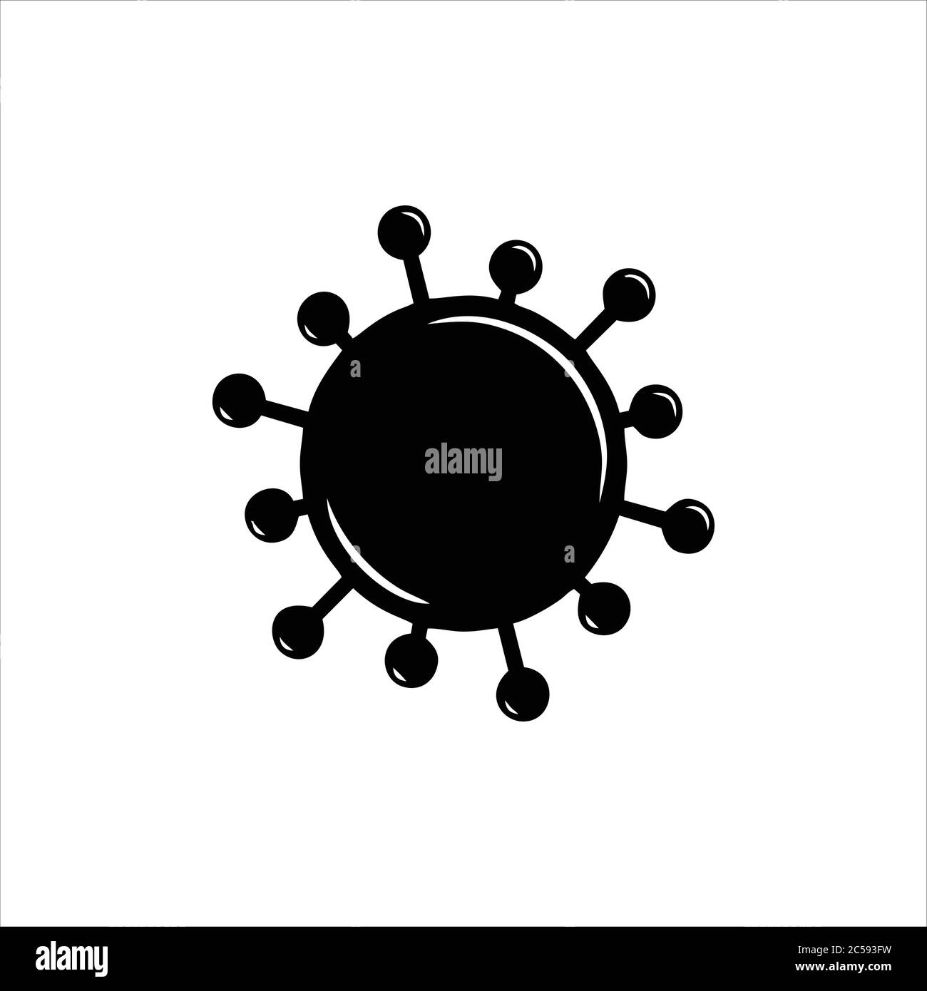 Coronavirus 2019-nCoV. Icône du virus Corona. Noir sur fond blanc isolé. Chine pathogène infection respiratoire (épidémie de grippe asiatique) Illustration de Vecteur