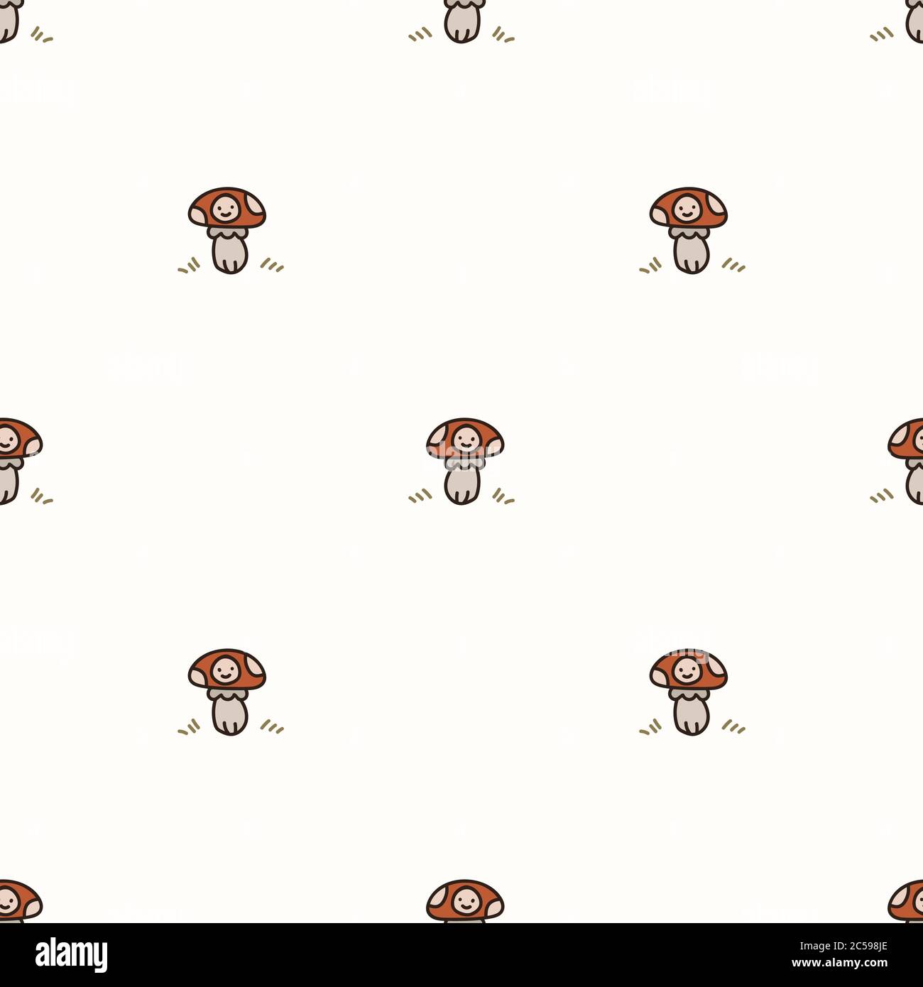 Fond Sans Couture Toadstool Champignon Avec Kawaii Visage Sexe Neutre Modele De Bebe Simple Fantaisie Minimum Couleur Terre 2 Tons Enfants En Chambre Image Vectorielle Stock Alamy