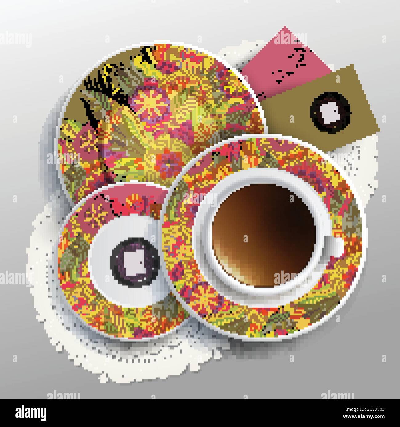 Tasse de café Vector, cartes de visite Illustration de Vecteur