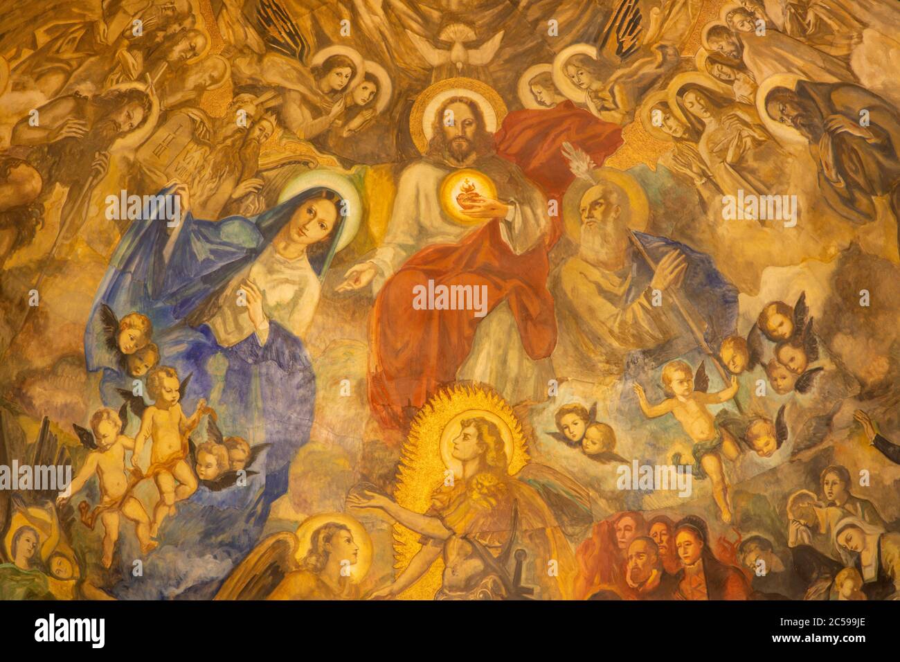 BARCELONE, ESPAGNE - 3 MARS 2020 : la peinture moderne de la gloire du coeur de Jésus dans l'église Santuario Nuestra Senora del Sagrado Corazon. Banque D'Images