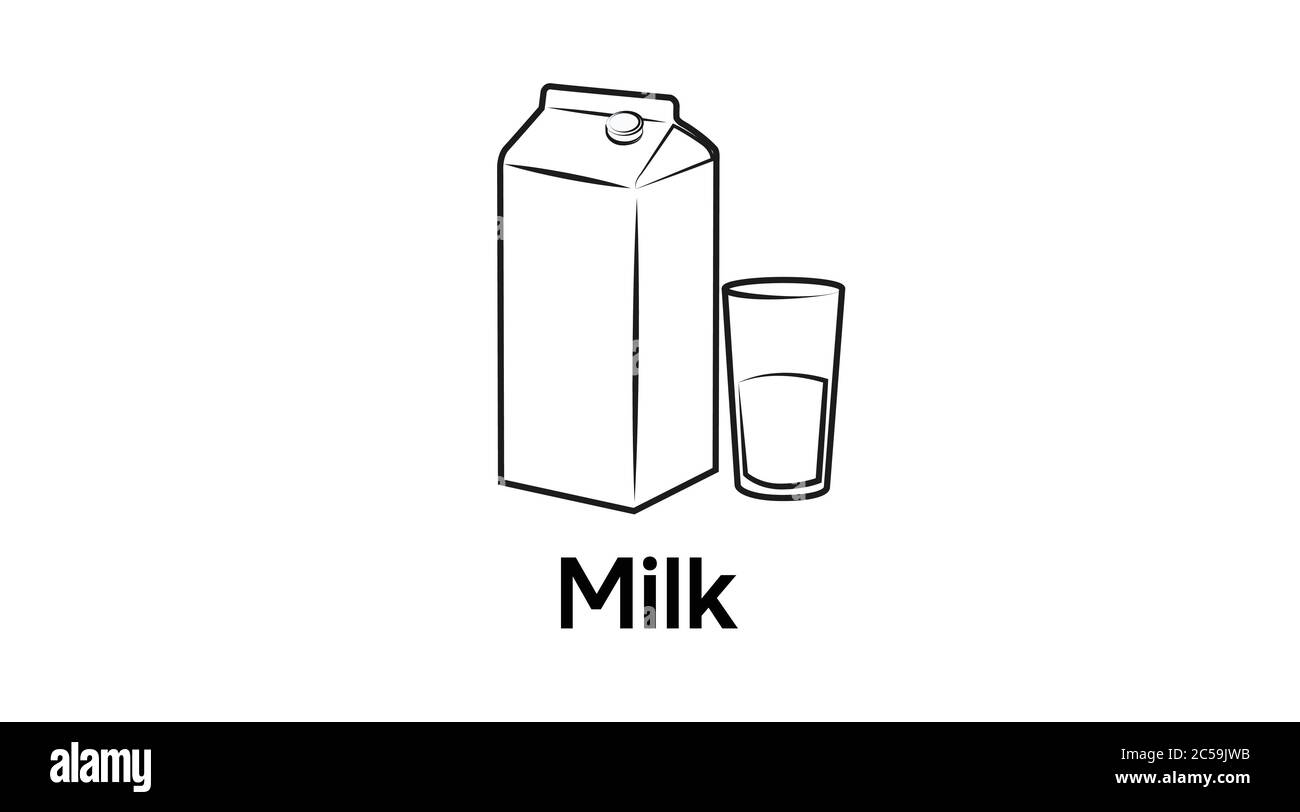 Symbole de la boîte à lait et d'un verre de lait. Illustration de Vecteur