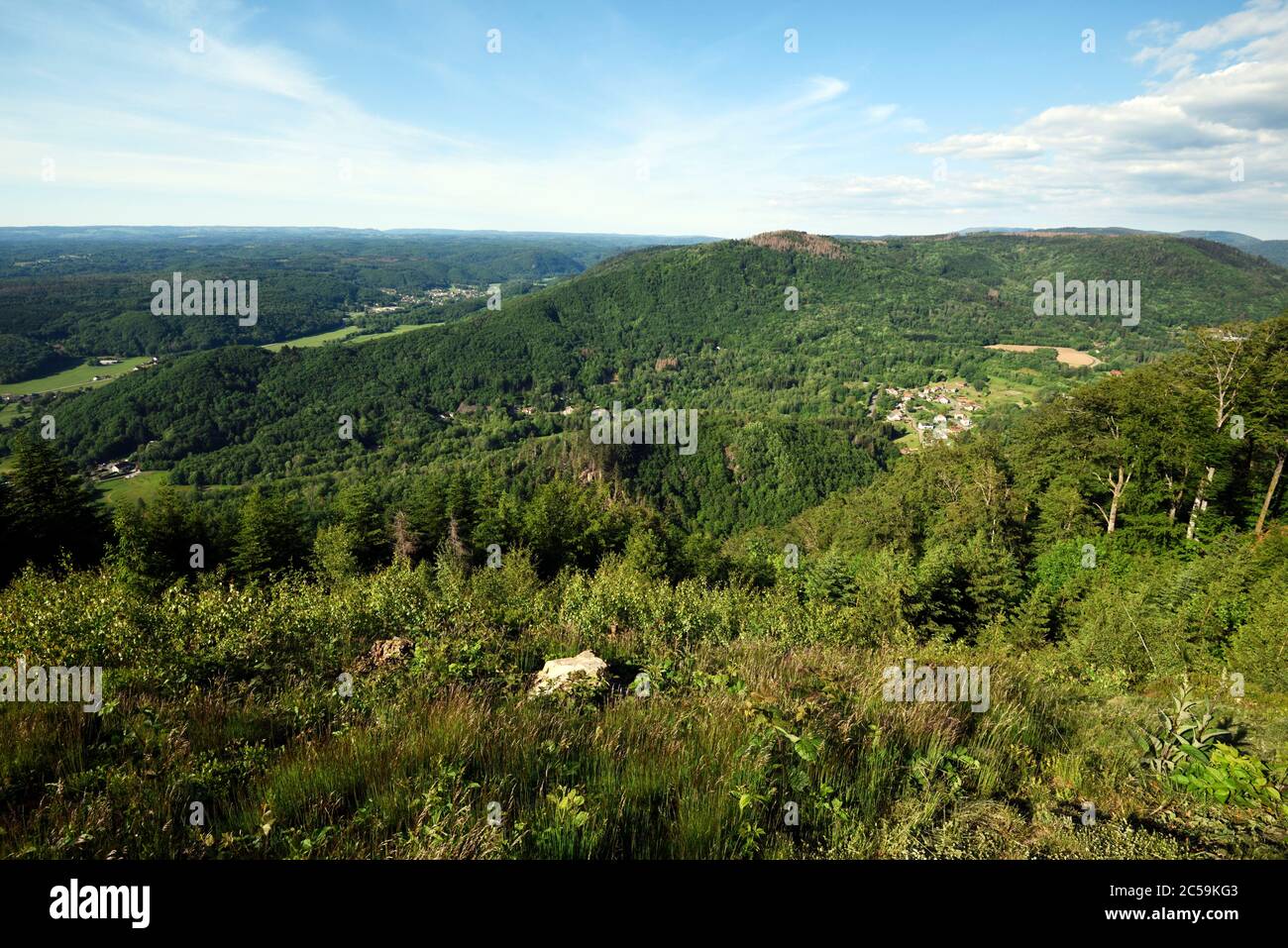 France, haute Saone, Fresse, Mont de vannes, vue sur la vallée de l'Ognon, Ternuay Banque D'Images