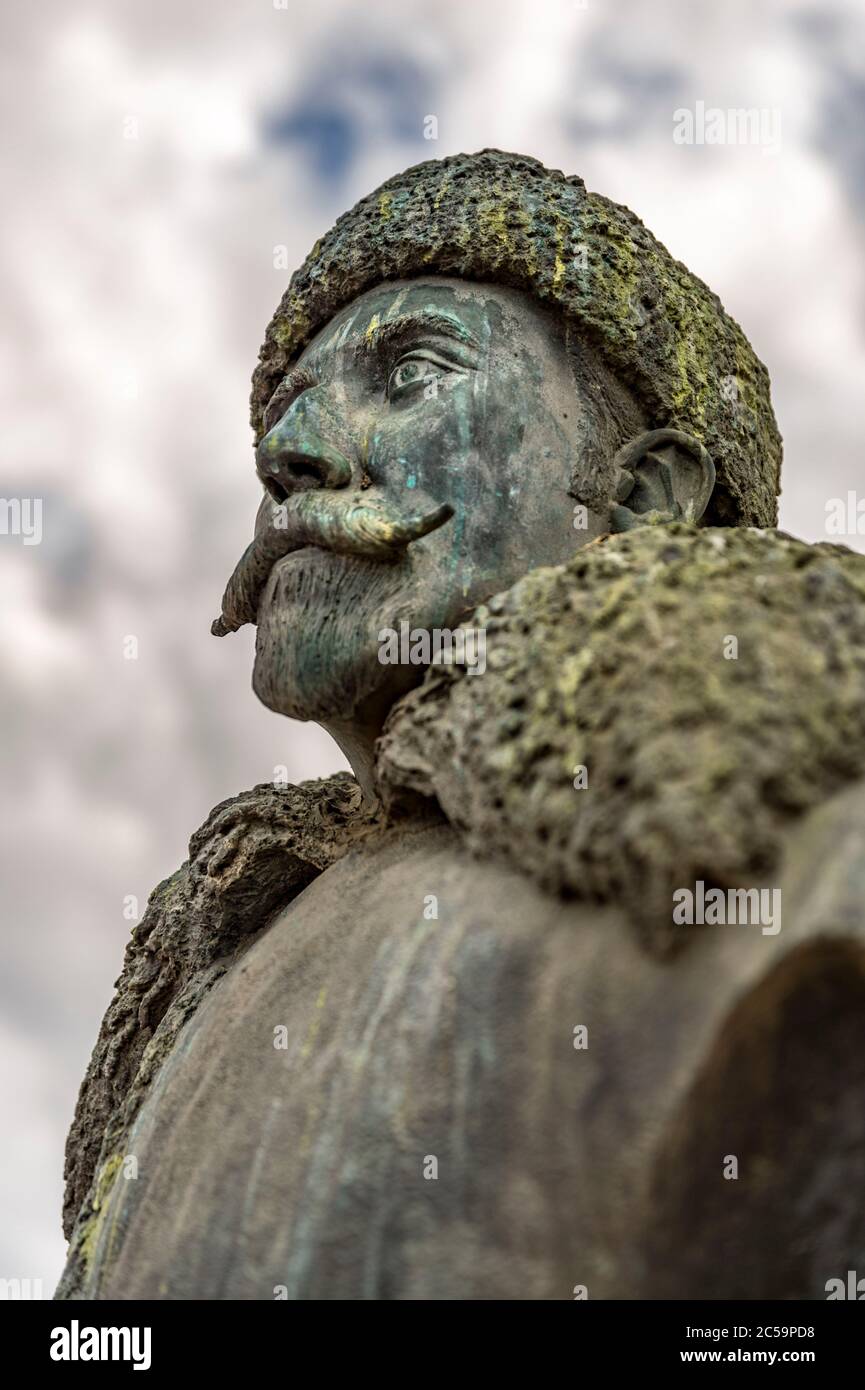 Argentine, Patagonie, province de Tierra del Fuego, Ushuaia, la ville est considérée comme la plus méridionale du monde, buste de l'explorateur belge Adrien de GERLACHE (1866-1934) Banque D'Images