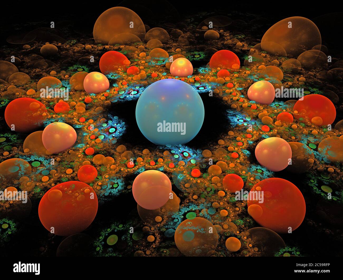 Art fractal flamme 3D - bulles Banque D'Images