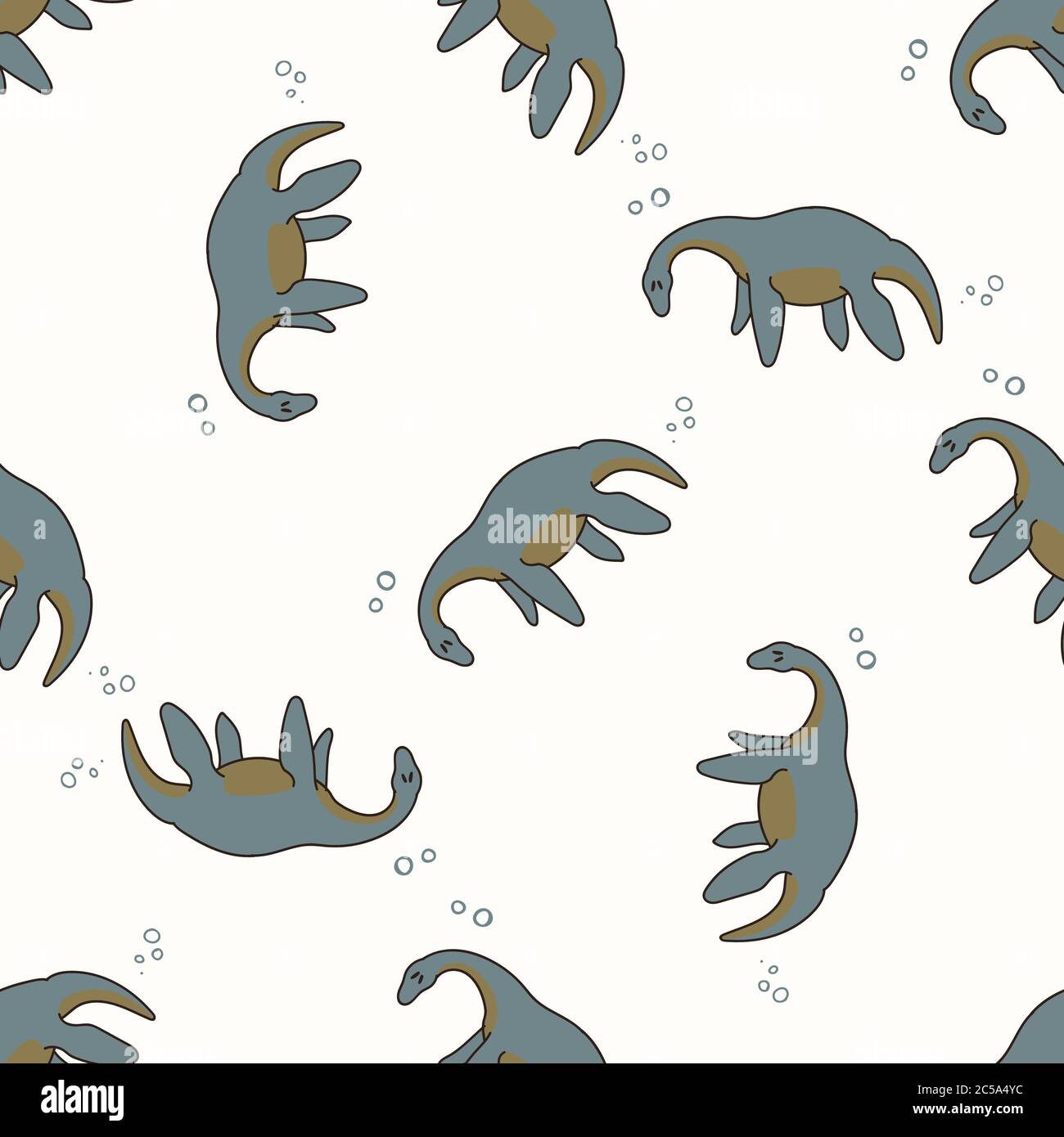 Fond Sans Couture Plesiosaurus Dinosaure Avec Bulle Sexe Neutre Modele De Bebe Simple Fantaisie Minimum Couleur Terre 2 Tons Enfants En Chambre Image Vectorielle Stock Alamy