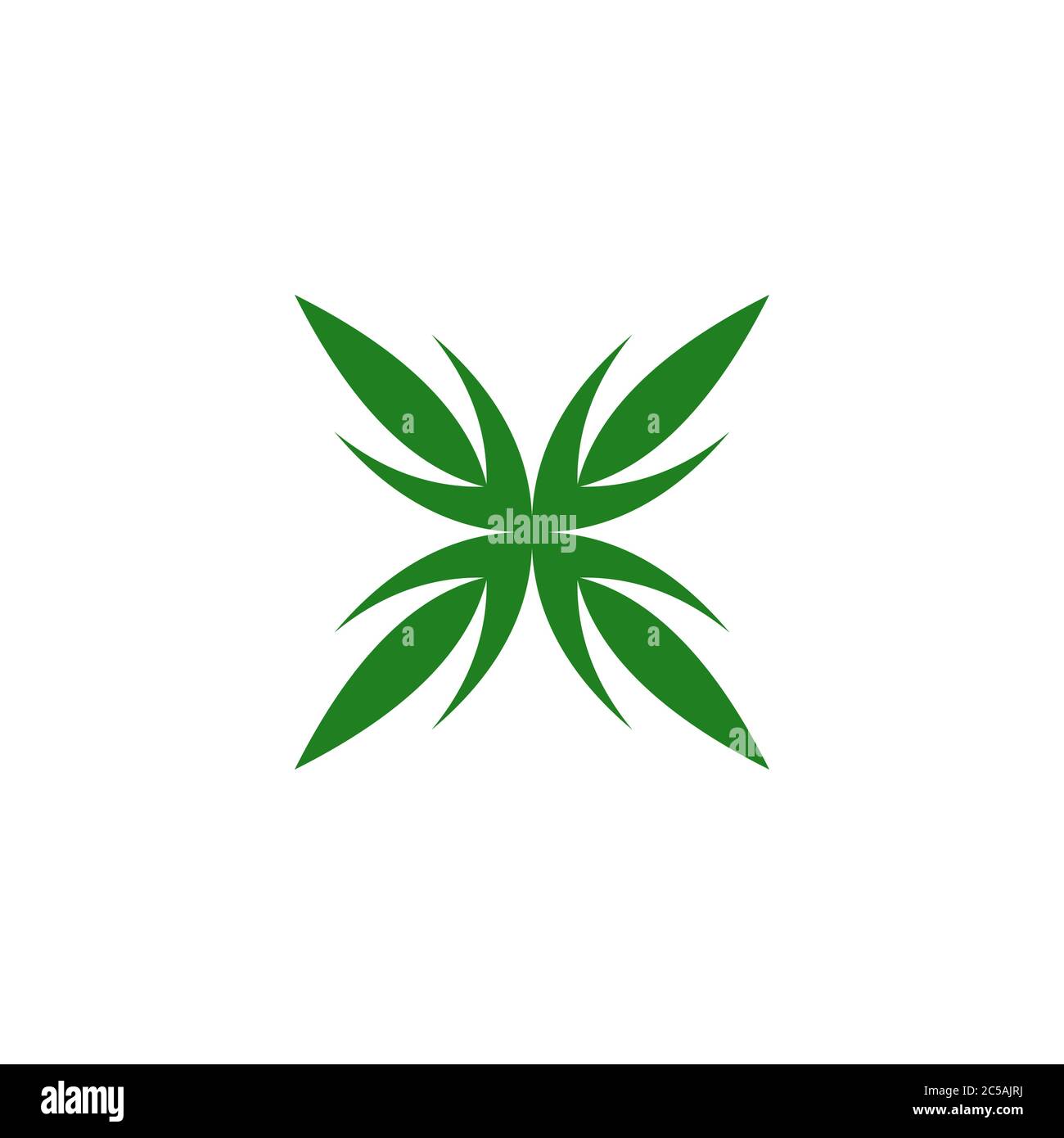 Vecteur graphique à feuilles vertes, concept de conception du logo de cannabis à la marijuana, isolé sur fond blanc. Illustration de Vecteur