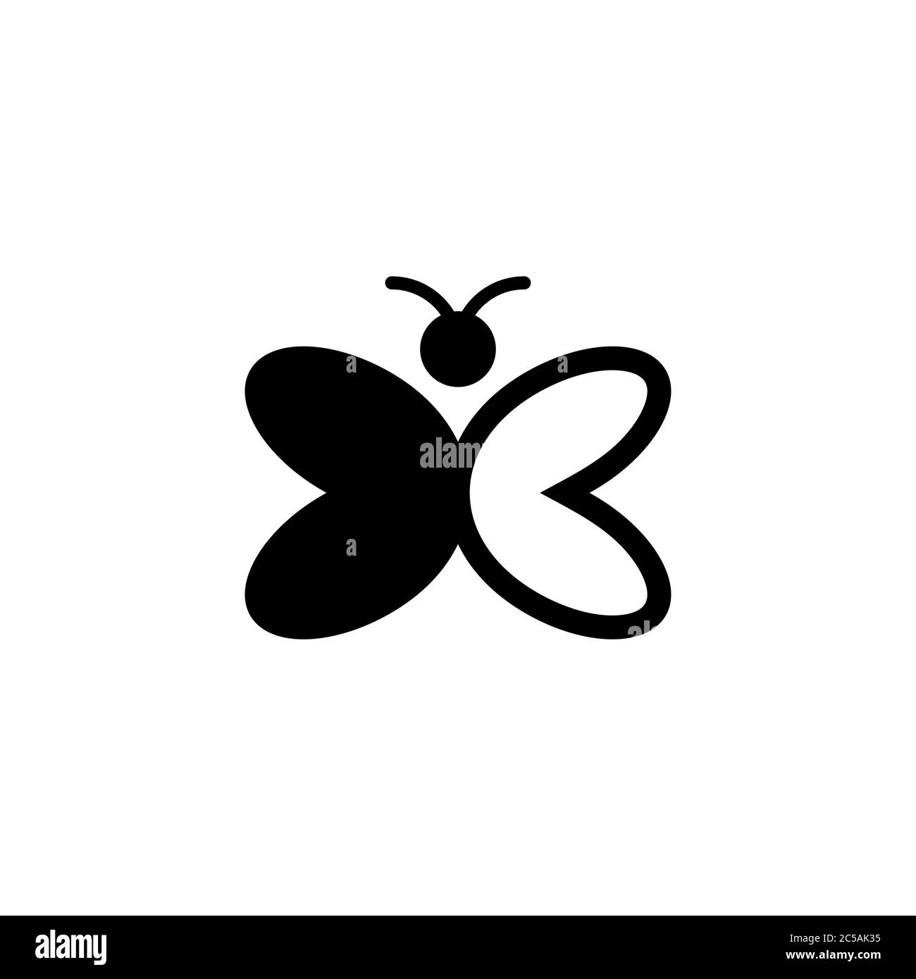 Logo papillon, silhouette avec concept d'espace négatif, isolé sur fond blanc. Illustration de Vecteur