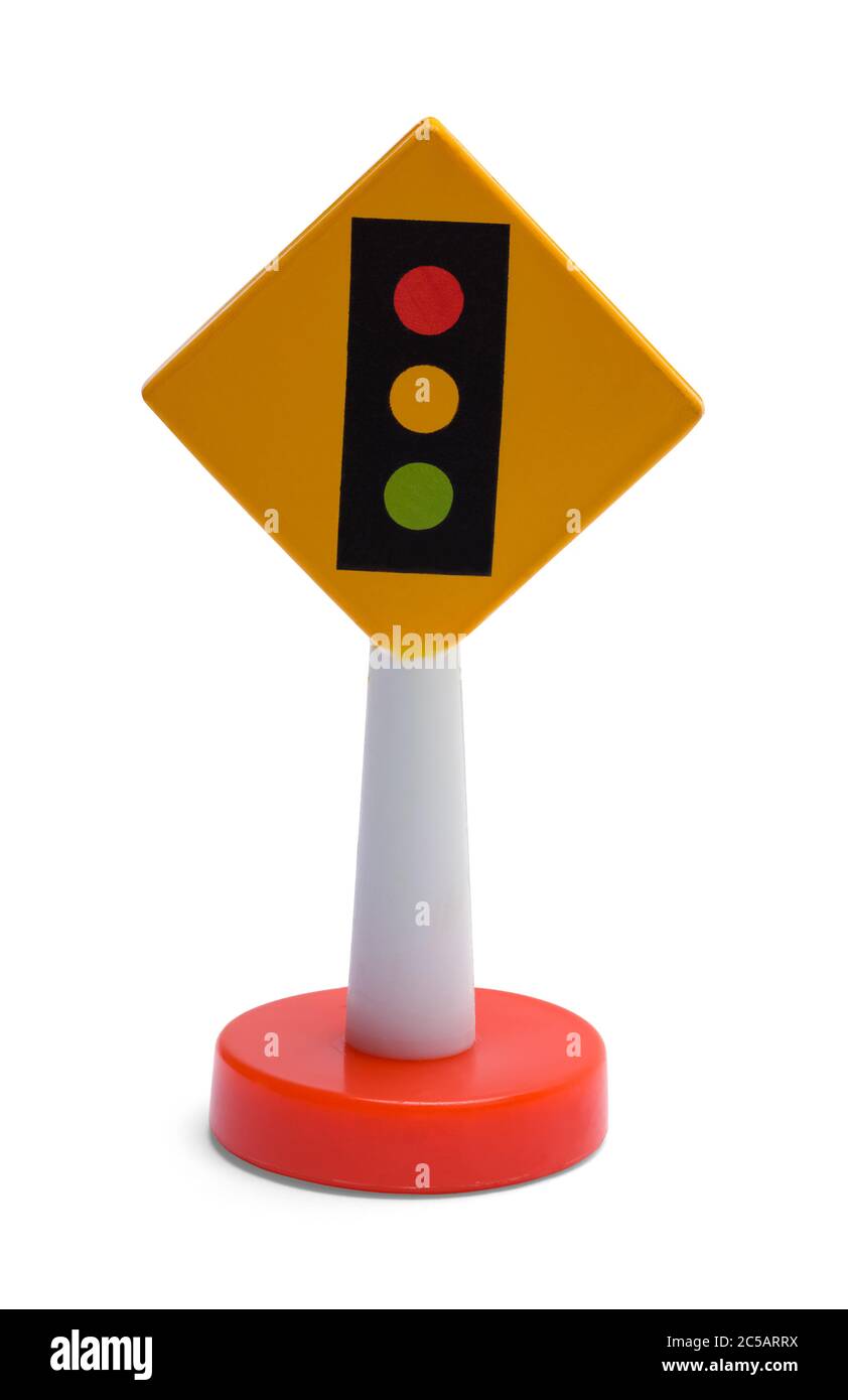 Feu de circulation jouet isolé sur blanc. Banque D'Images