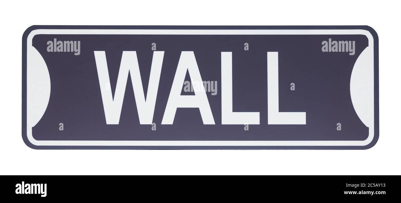 Affiche de Wall Street découpée sur blanc. Banque D'Images