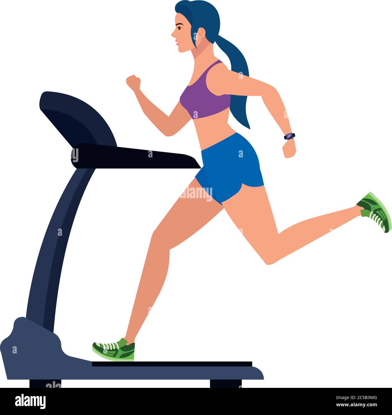 sport, femme qui court sur un tapis roulant, personne de sport à l'appareil  d'entraînement électrique sur fond blanc Image Vectorielle Stock - Alamy