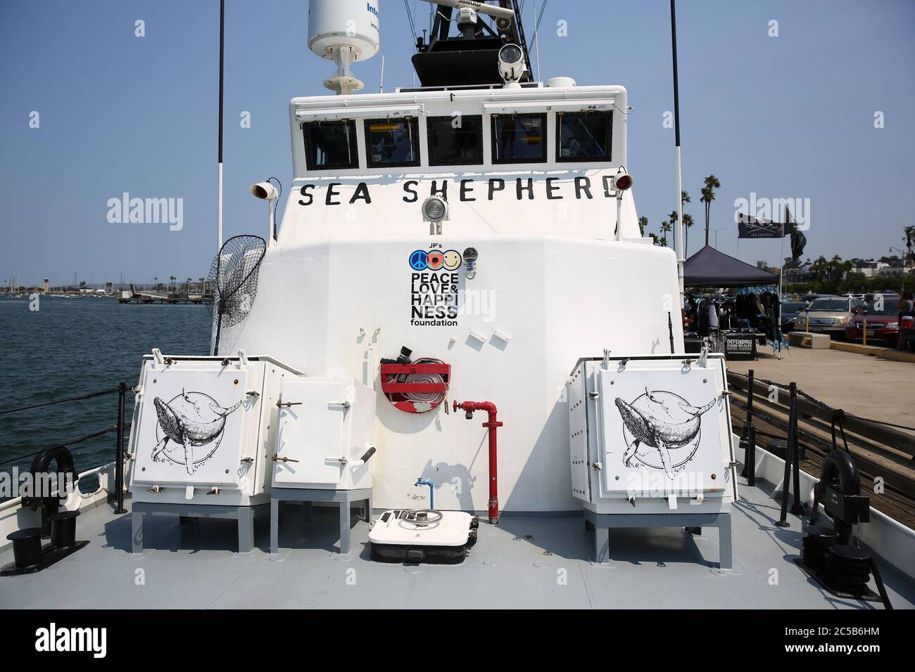 San Diego, Navy Pier, Californie, ÉTATS-UNIS - navire Farley Mowat de la Sea Shepherd conservation Society, contre la chasse à la baleine Banque D'Images