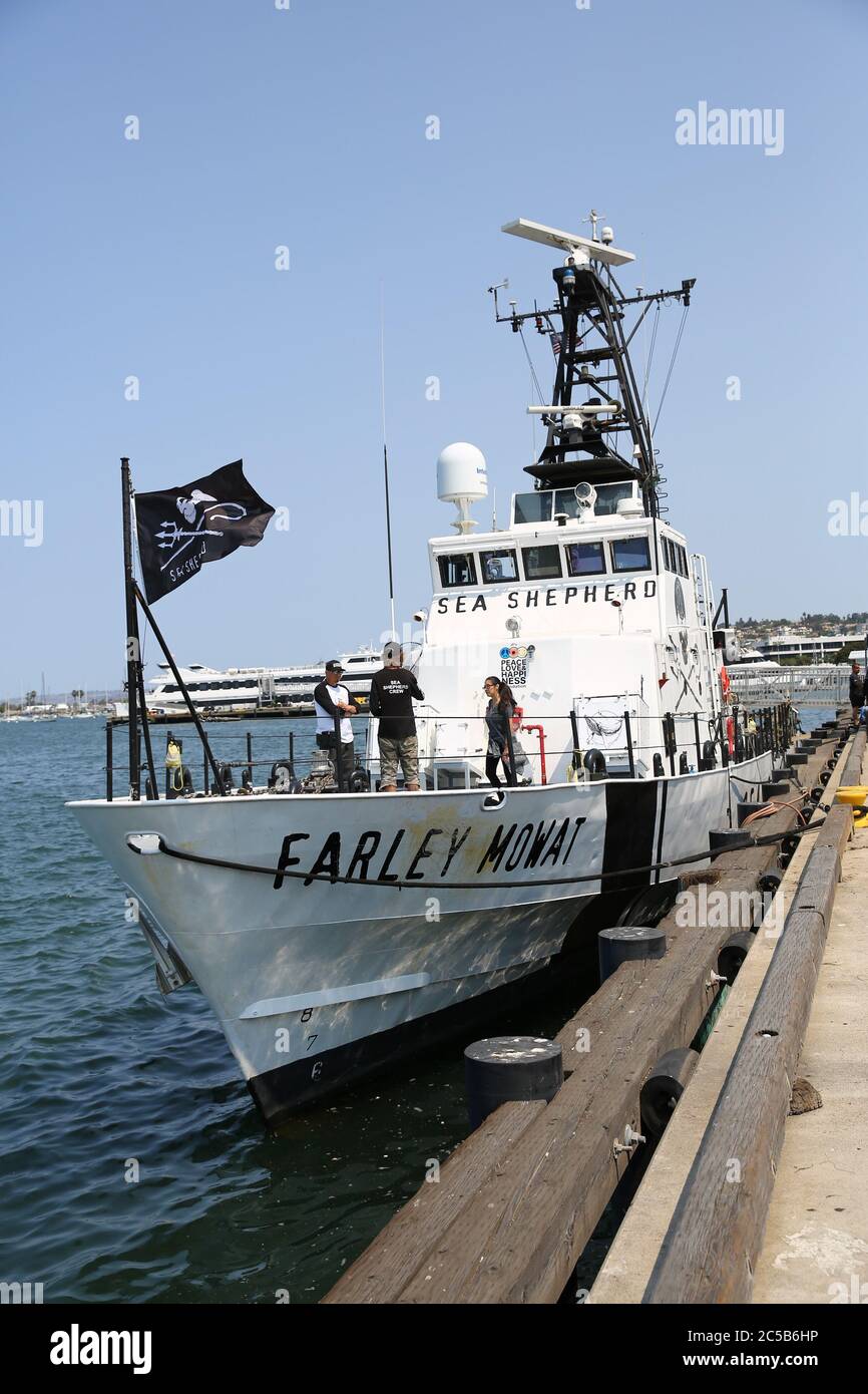 San Diego, Navy Pier, Californie, ÉTATS-UNIS - navire Farley Mowat de la Sea Shepherd conservation Society, contre la chasse à la baleine Banque D'Images