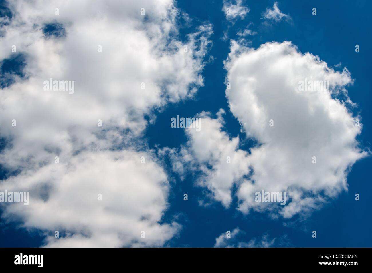 Nuage blanc sur fond bleu. Photographie horizontale. Banque D'Images