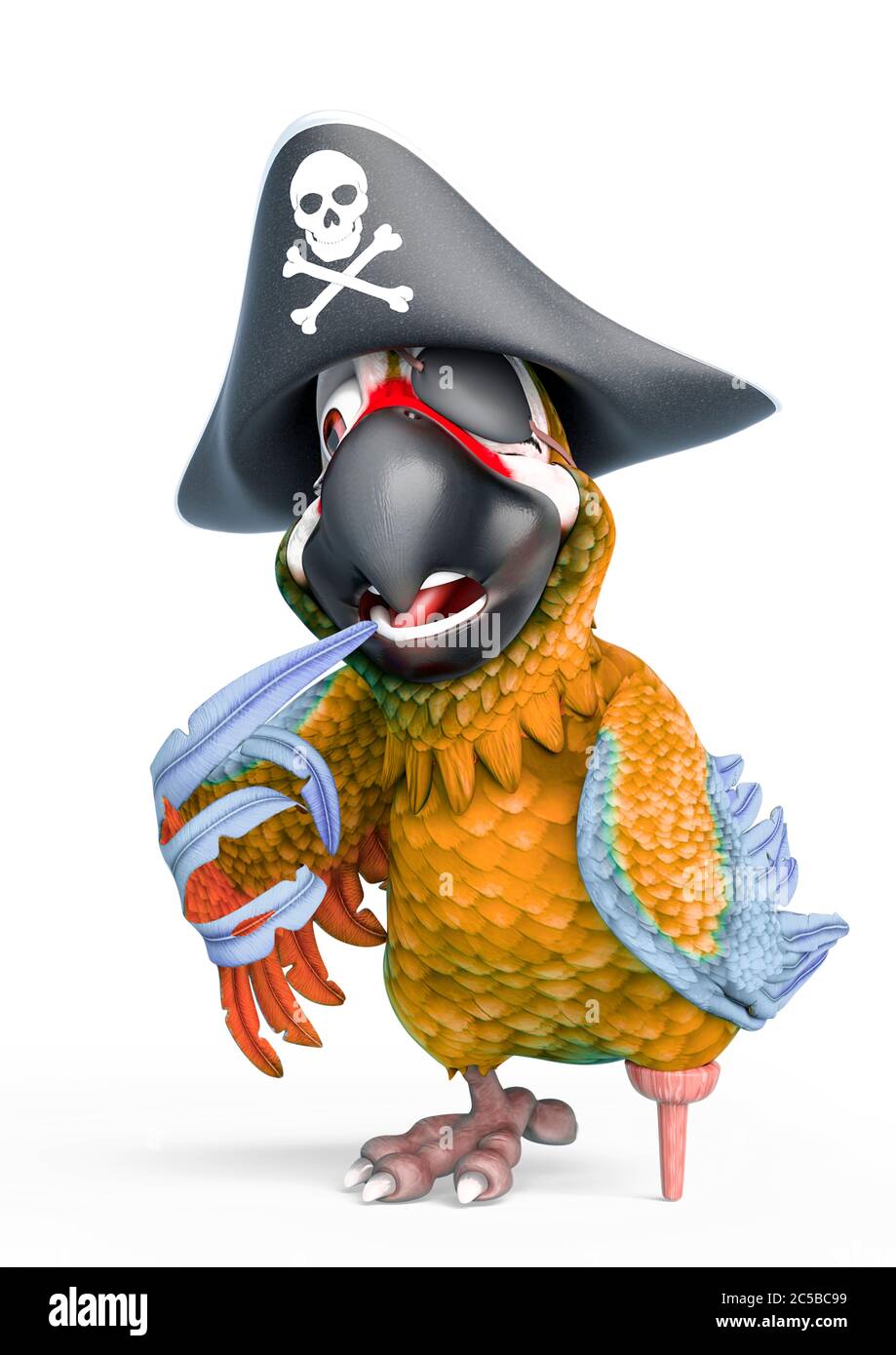 parrot pirate pense à, l'illustration 3d Banque D'Images