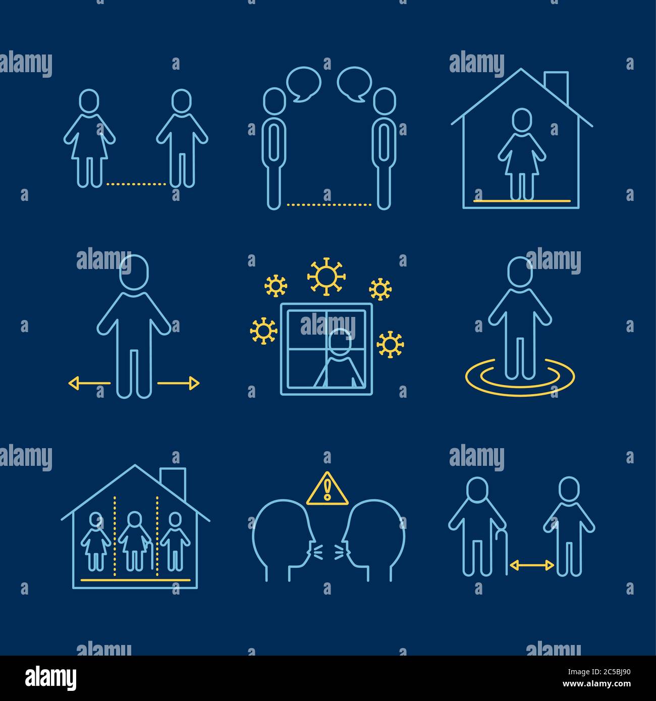 ensemble de distance social set icônes dessin vectoriel d'illustration Illustration de Vecteur