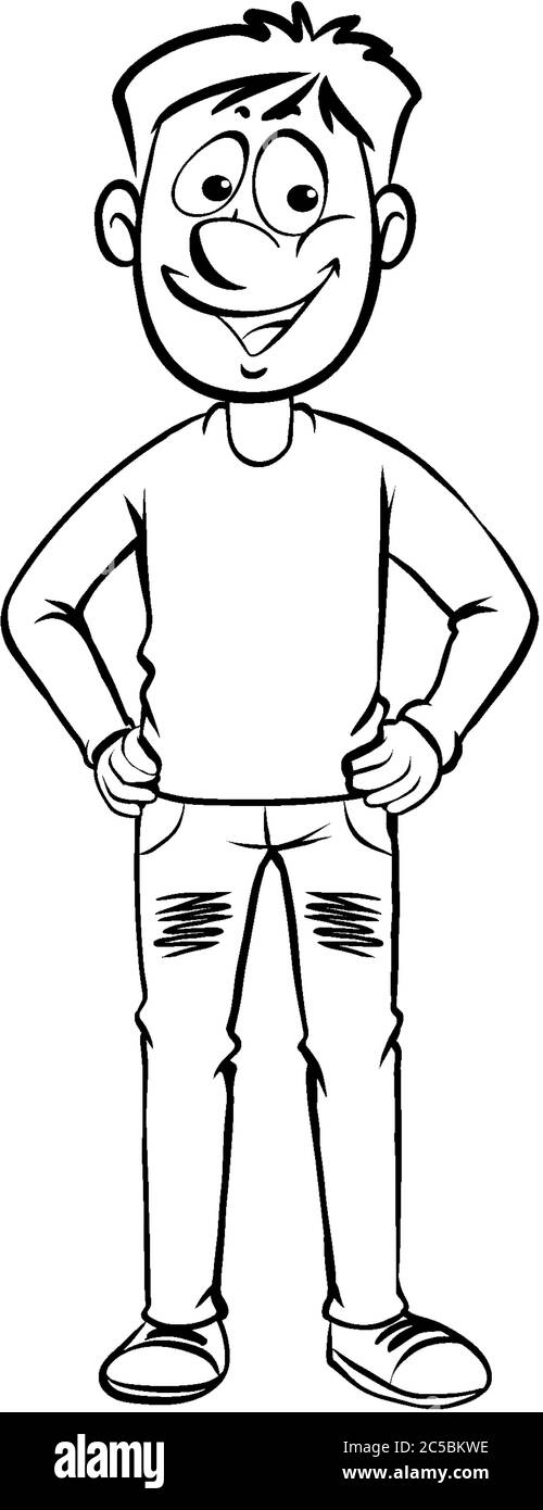 Dessin Doodle d'un homme debout sur fond blanc Illustration de Vecteur