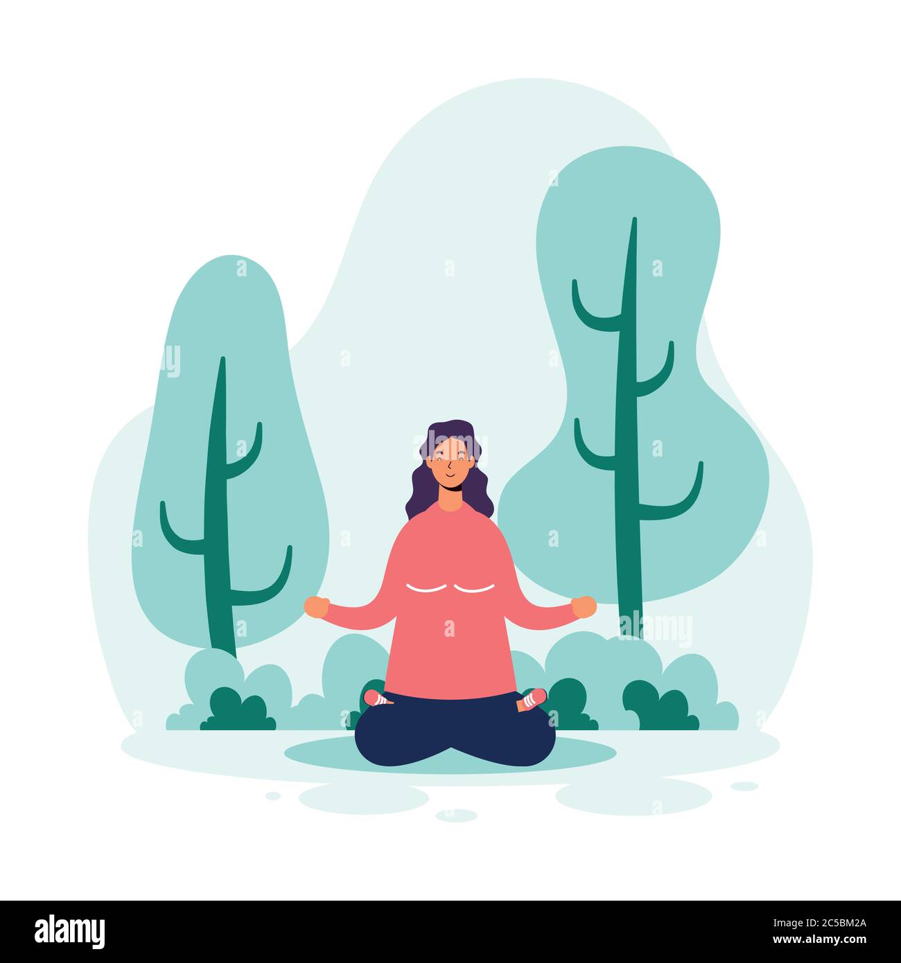 femme pratiquant le yoga dans le parc vecteur illustration design Illustration de Vecteur