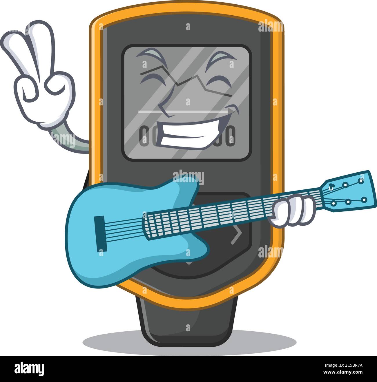 Dive ordinateur musicien dessin animé jouer une guitare Illustration de Vecteur