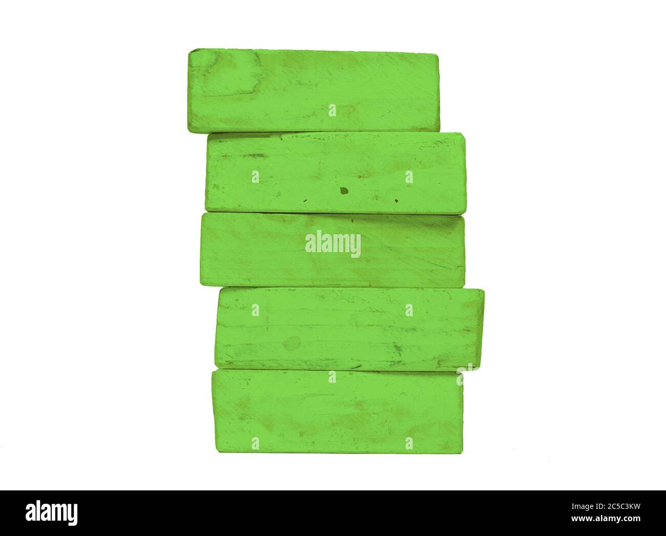 Blocs de construction vert vintage isolés sur fond blanc Banque D'Images