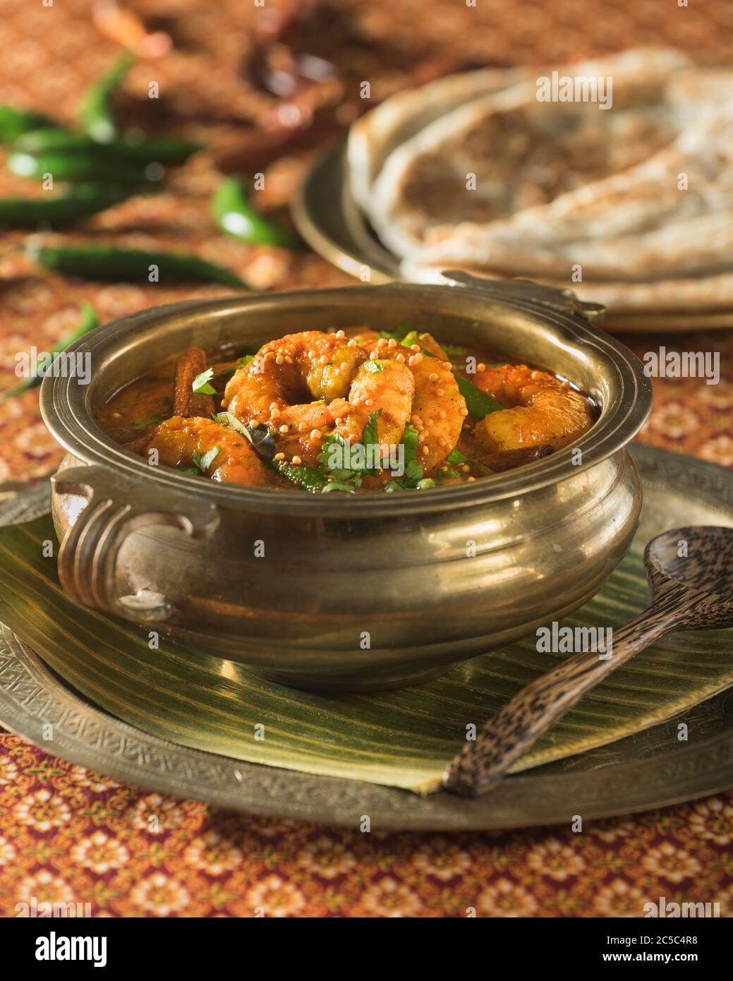 Chettinad de la gamelle. Curry de fruits de mer sud-indiens. Inde alimentaire Banque D'Images