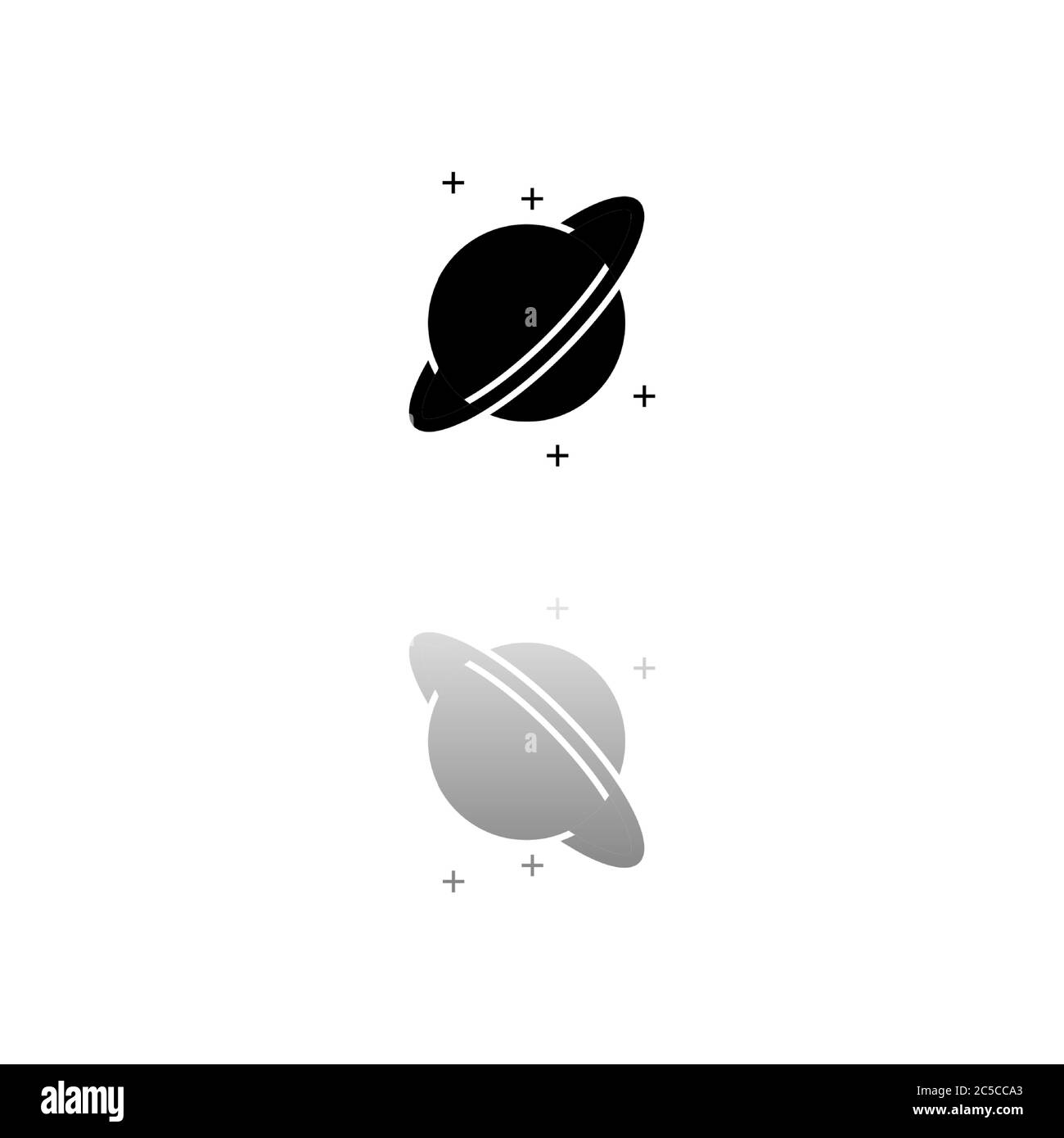 Planète. Symbole noir sur fond blanc. Illustration simple. Icône vecteur plat. Ombre de réflexion miroir. Peut être utilisé dans logo, Web, mobile et UI UX Illustration de Vecteur