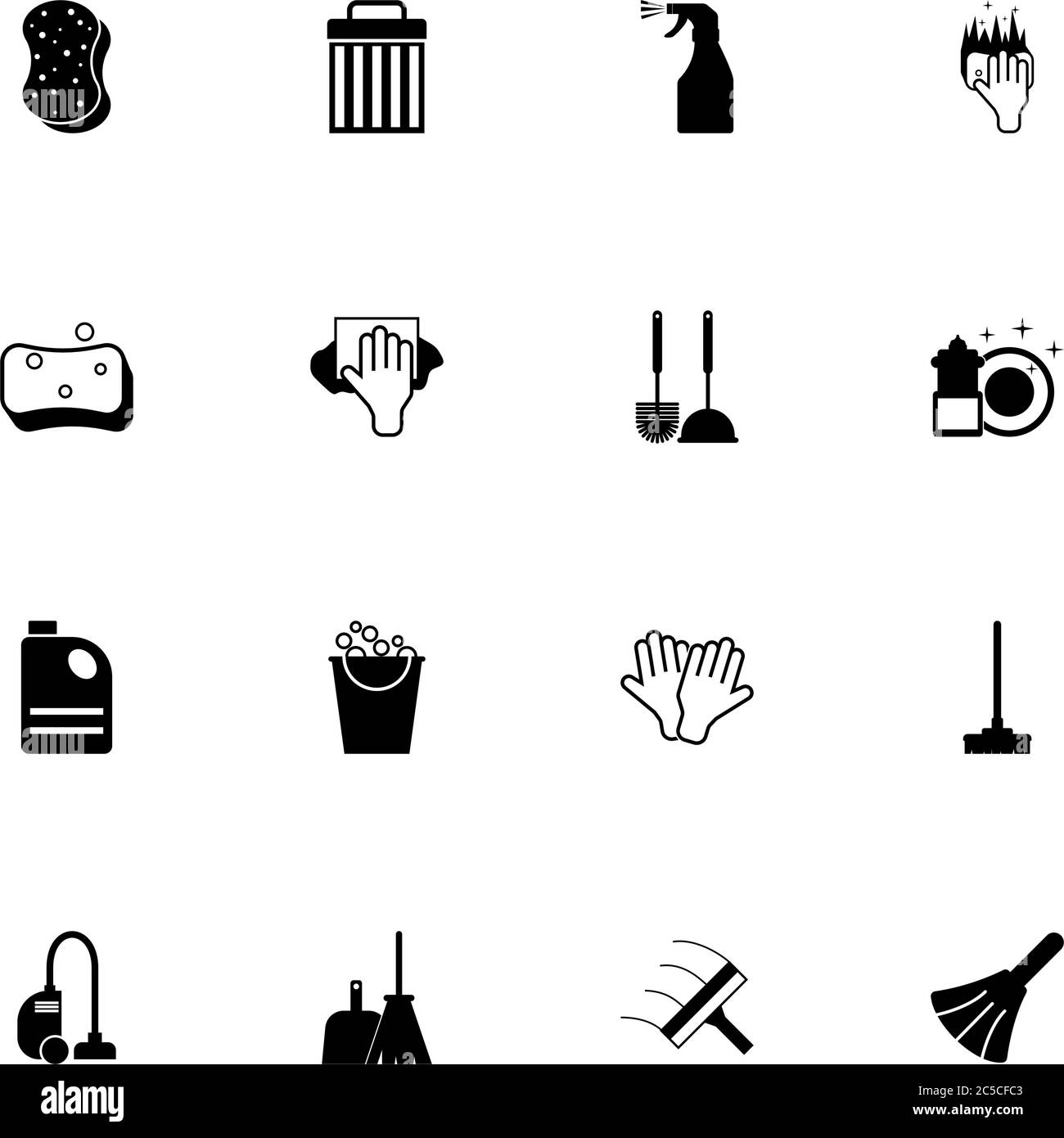 Icône nettoyage - développez-la à n'importe quelle taille - changez de couleur. Perfect Flat Vector contient des icônes telles que la débarbouillette, le seau, l'aspirateur, la poubelle, gl Illustration de Vecteur