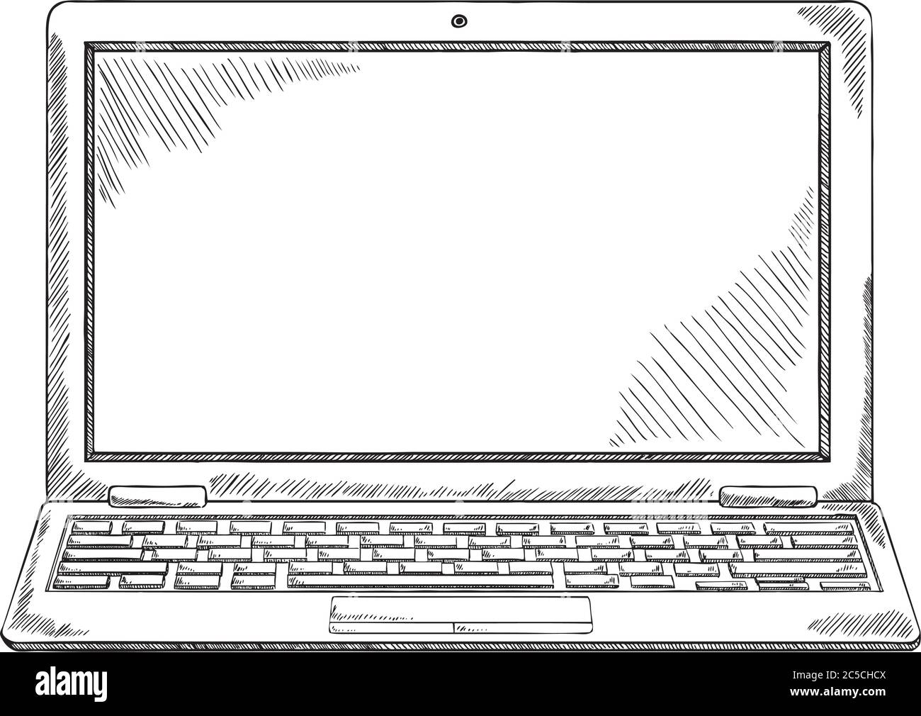 Schéma noir et blanc de l'ordinateur portable - Illustration. Illustration  vectorielle de l'effet de coolé dessinée à la main Image Vectorielle Stock  - Alamy
