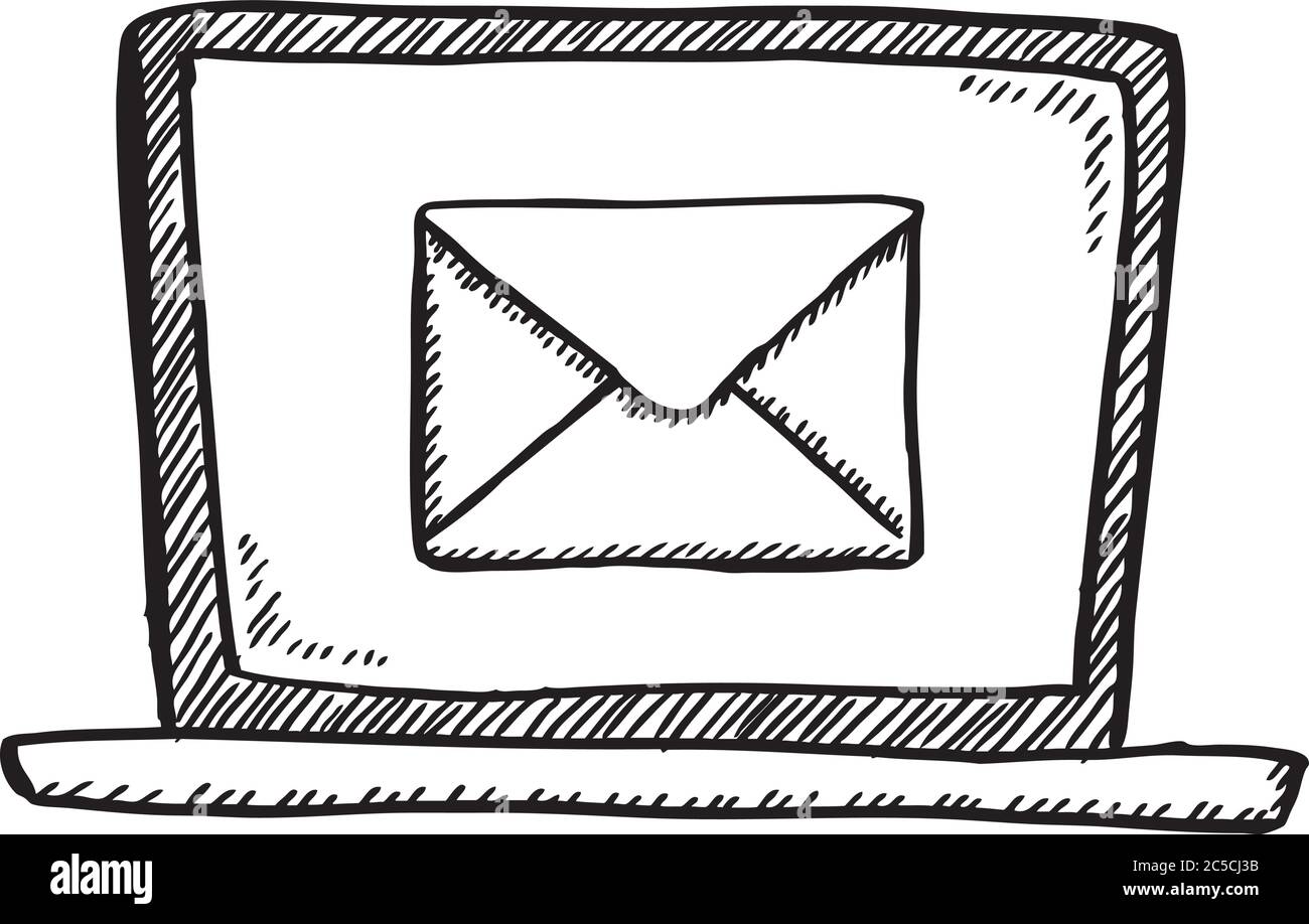 Style dessin animé, petit carnet avec e-mail Illustration vectorielle de l'effet de coolé dessinée à la main. Illustration de Vecteur