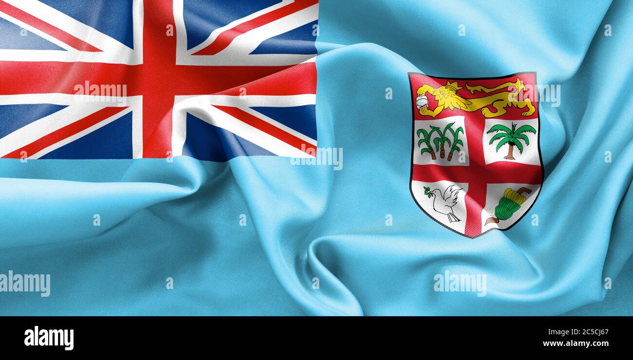 La texture du drapeau des Fidji a froissé et s'est émiettée de lumière et d'ombres Banque D'Images