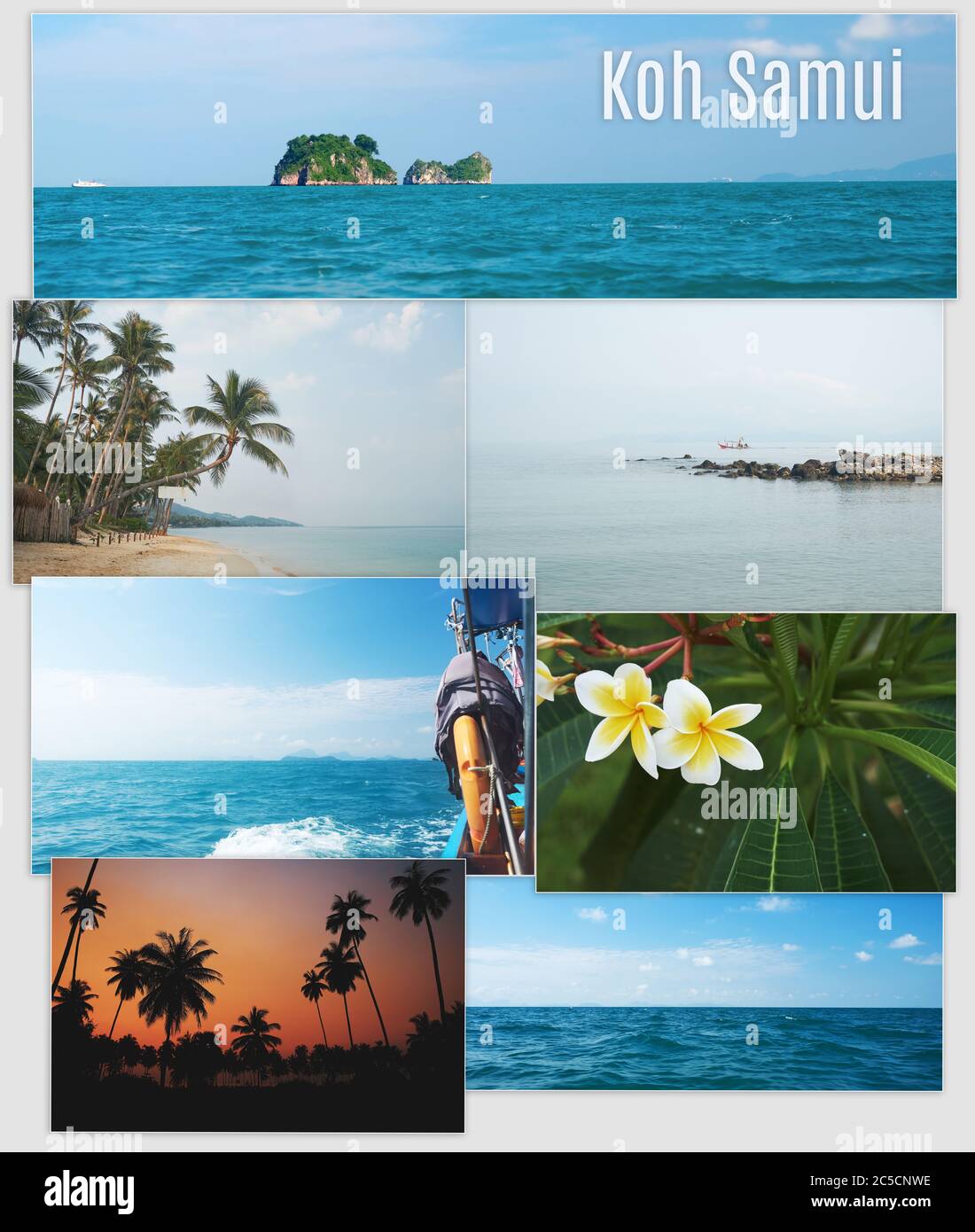 Plage de sable et paysage océanique. Collage de photos de Thaïlande Banque D'Images