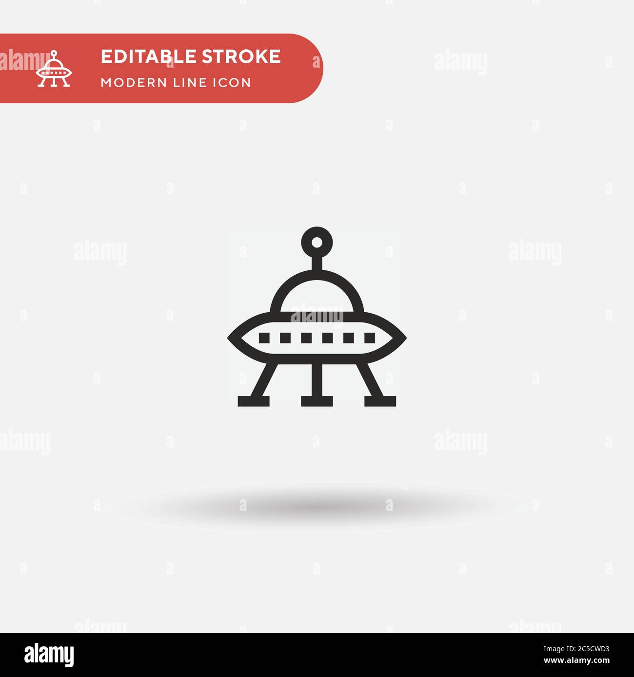 Icône de vecteur simple OVNI. Modèle de conception de symbole d'illustration pour l'élément d'interface utilisateur Web mobile. Pictogramme moderne de couleur parfaite sur contour modifiable. Icônes OVNI pour votre projet d'entreprise Illustration de Vecteur
