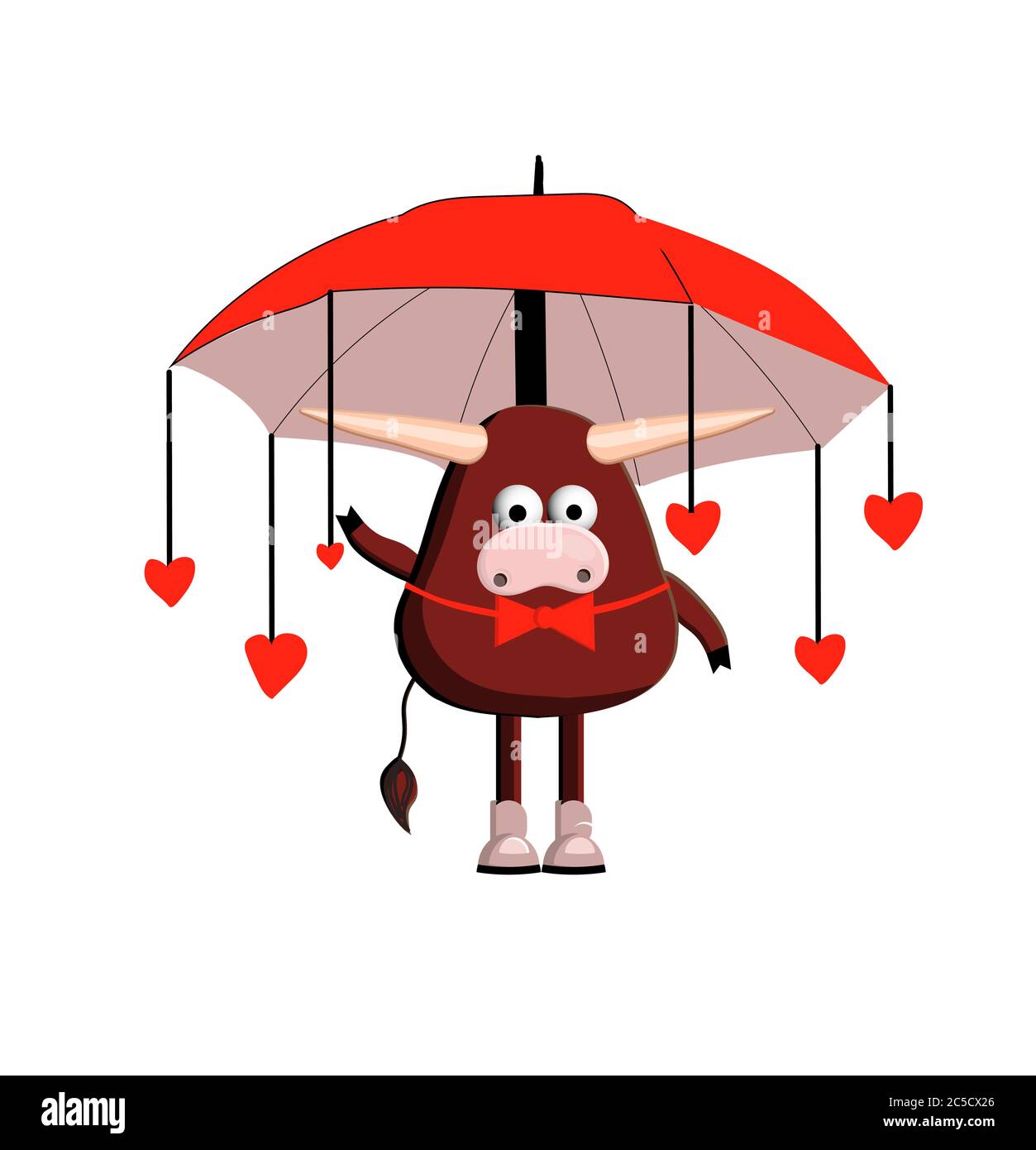 Année du veau. Le caractère de boeuf est mignon. Isolé sur fond blanc Illustration de Vecteur