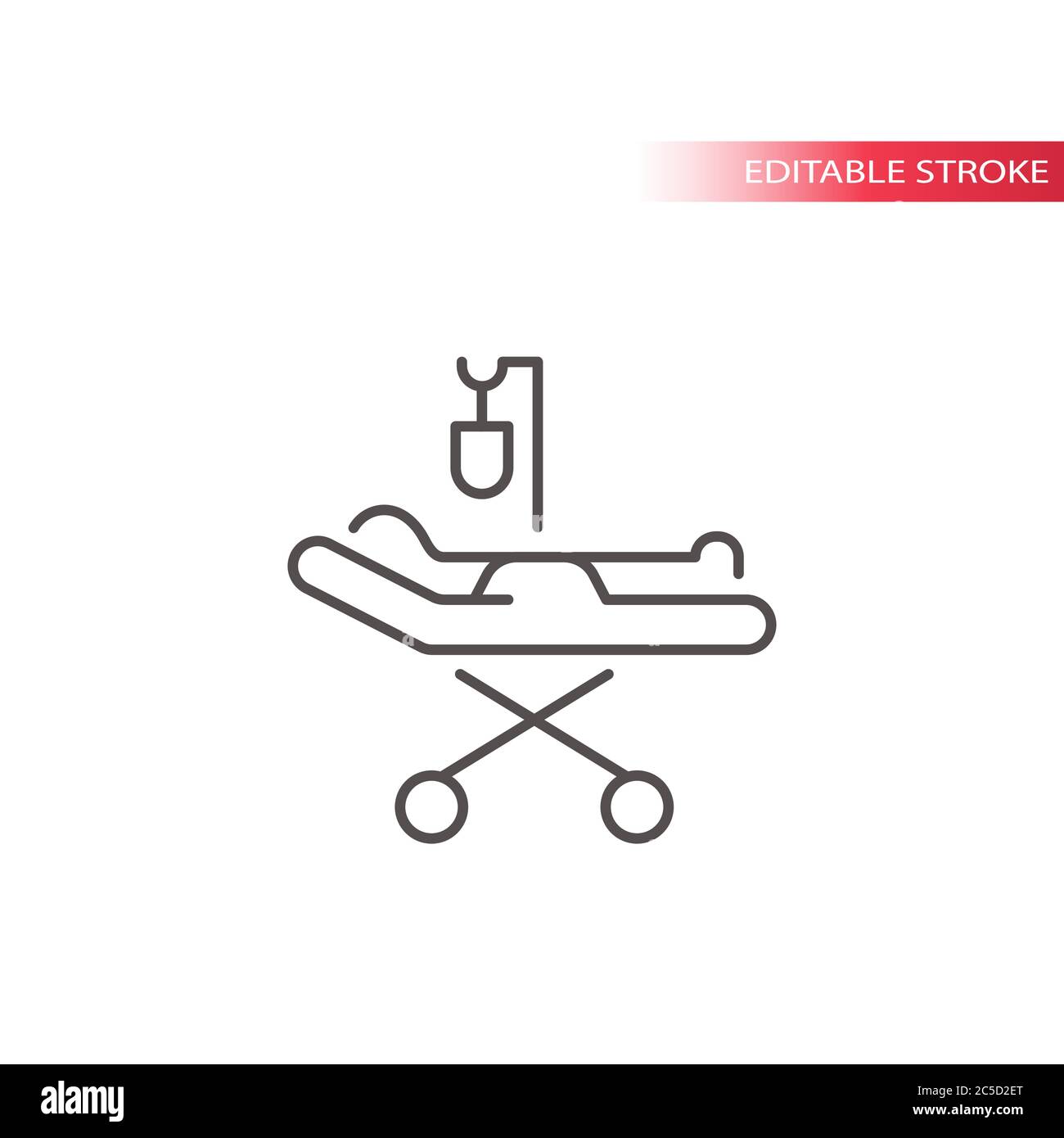 Lit d'hôpital avec une icône de vecteur simple ligne fine. Contour, contour modifiable. Illustration de Vecteur