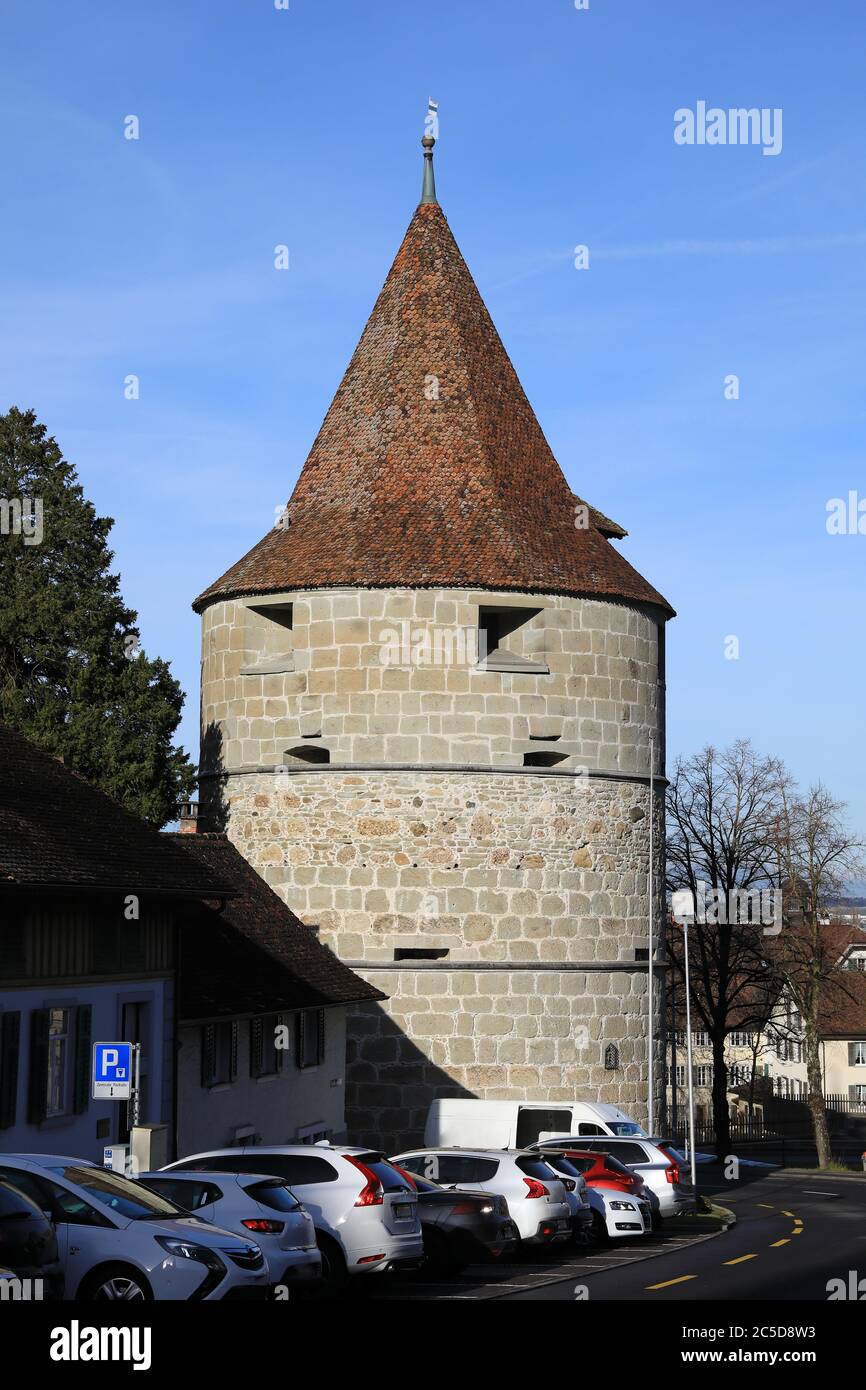 Tour historique de Pulverturm dans la ville de Zug, Suisse Banque D'Images