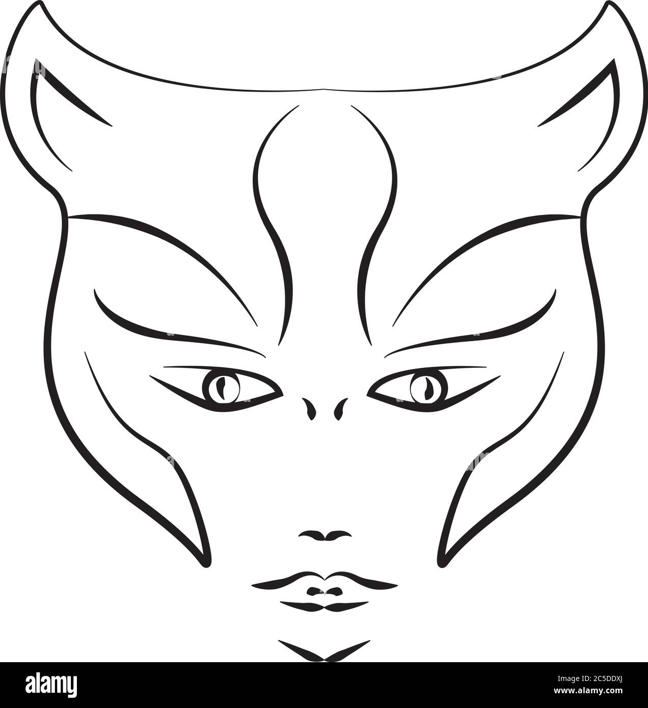 Style tatouage , vecteur femme masque tigre Illustration de Vecteur