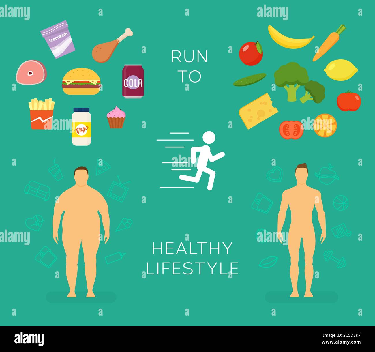 Course à la carte vectorielle plate style de vie sain ou éléments infographiques Illustration de Vecteur