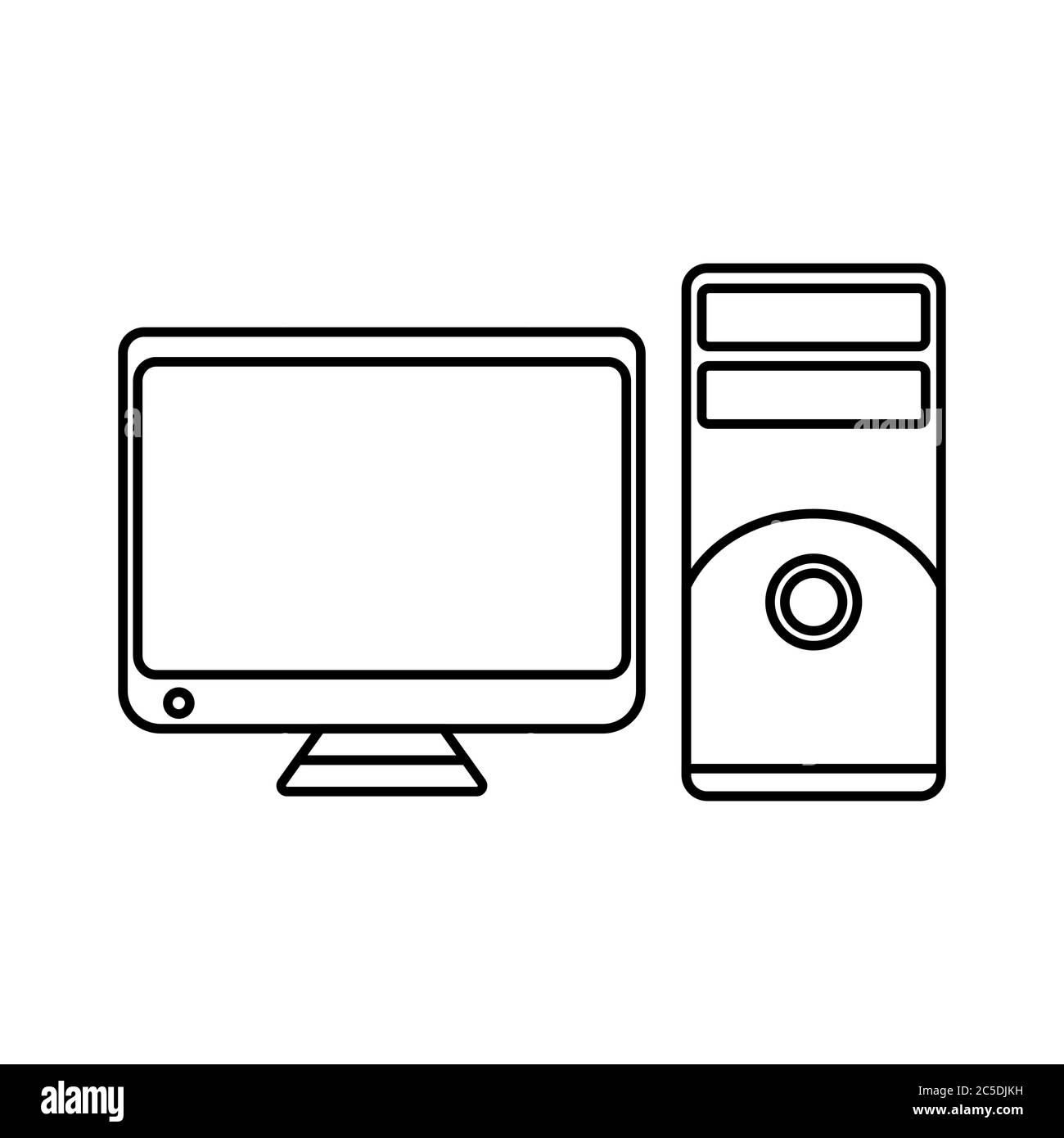 Ordinateur de bureau ou pc sur fond blanc. Illustration vectorielle de style plat tendance. SPE 10. Illustration de Vecteur