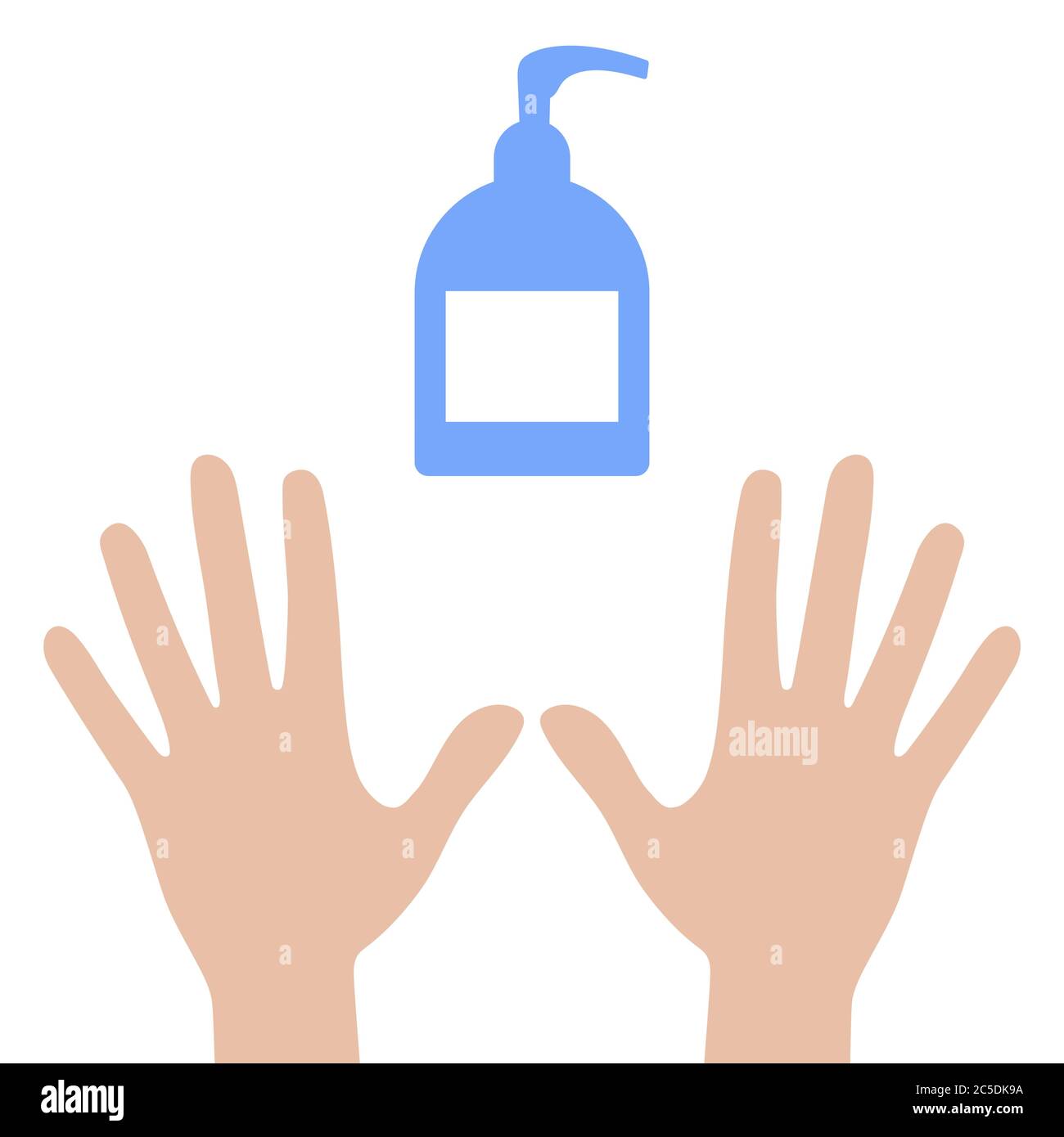 Icône de savon antiseptique et mains propres isolée sur fond blanc. Vecteur d'illustration plat Illustration de Vecteur